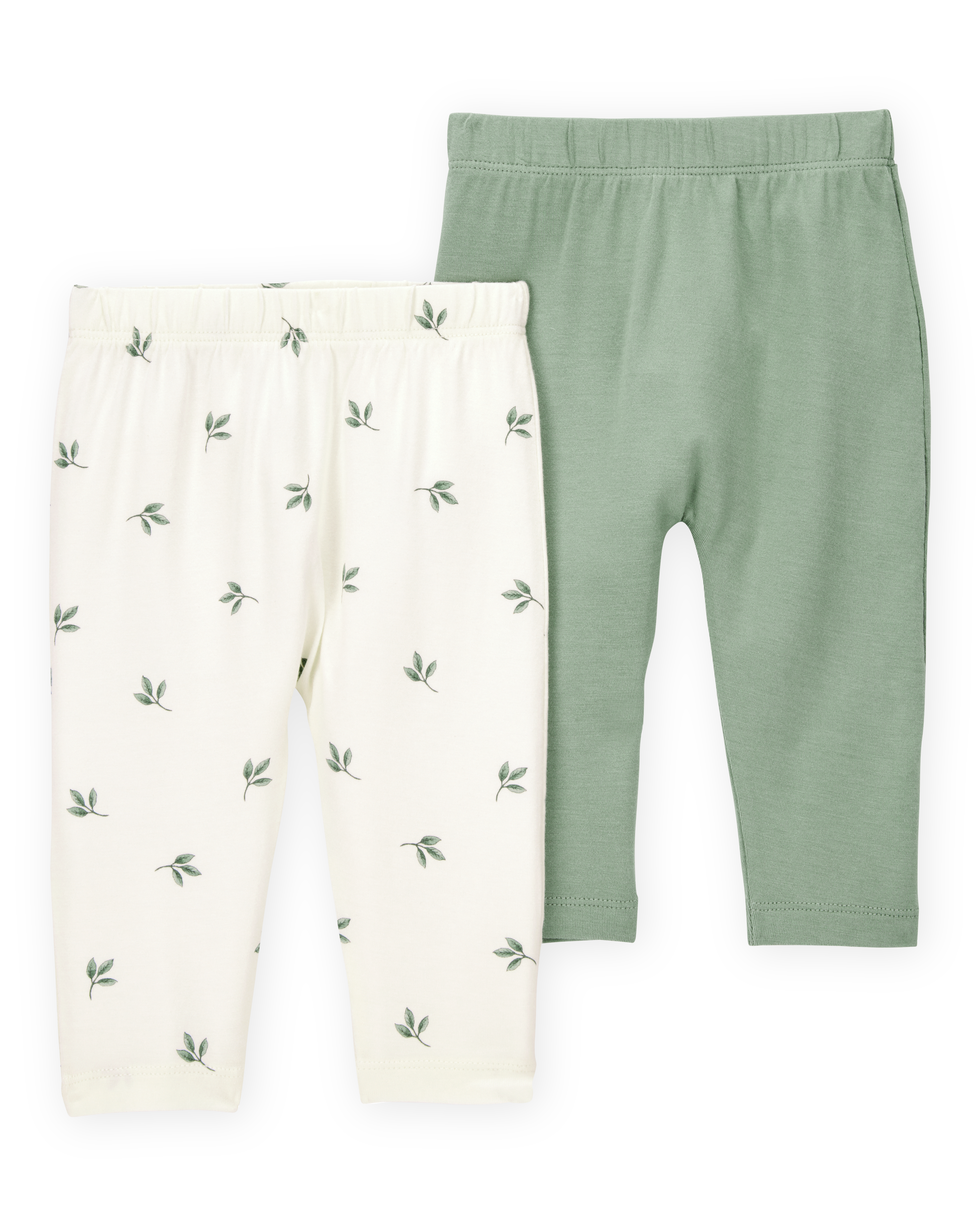 Baby Girl 2-Pack PurelySoft Pull-On Pants - Green/White