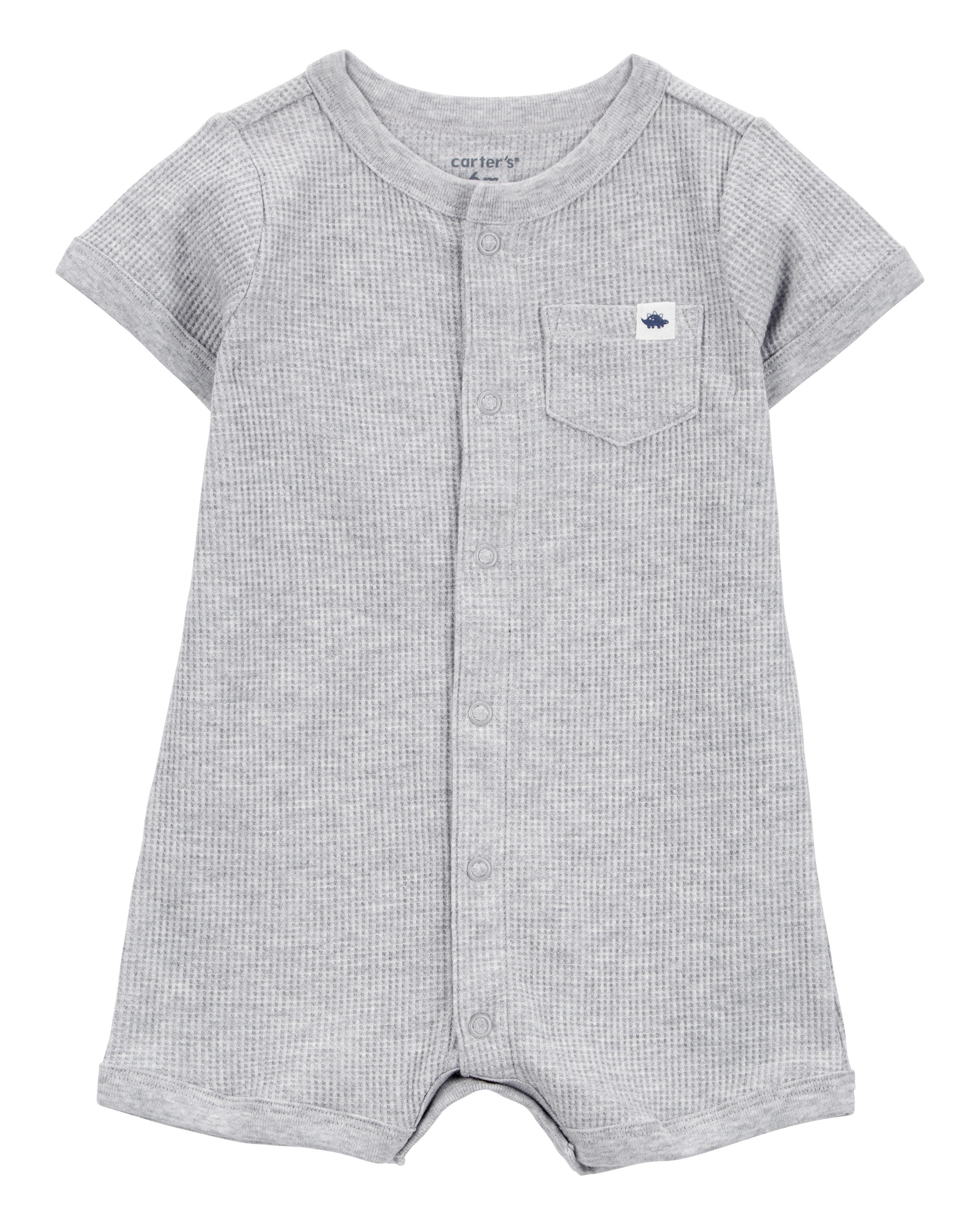 Baby Waffle Knit Short-Sleeve Romper - Grey