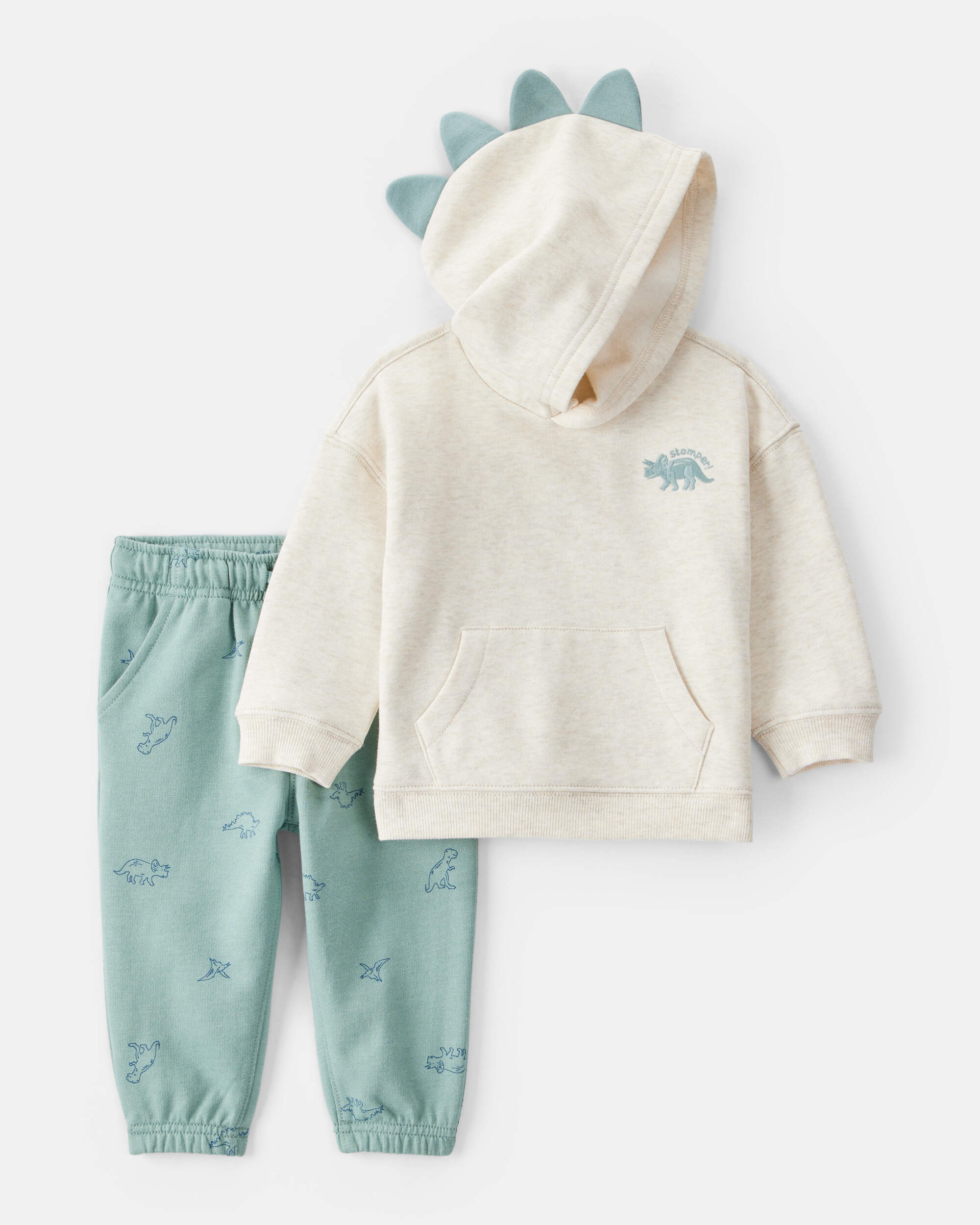 Baby Boy DayDream Fleece Dinosaur Print Long-Sleeve Tee & Pant Set