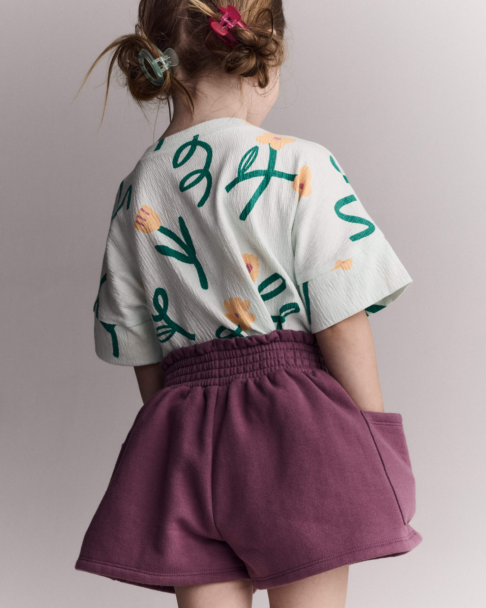 Toddler Girl Fleece Swing Short with Pockets- Burgundy