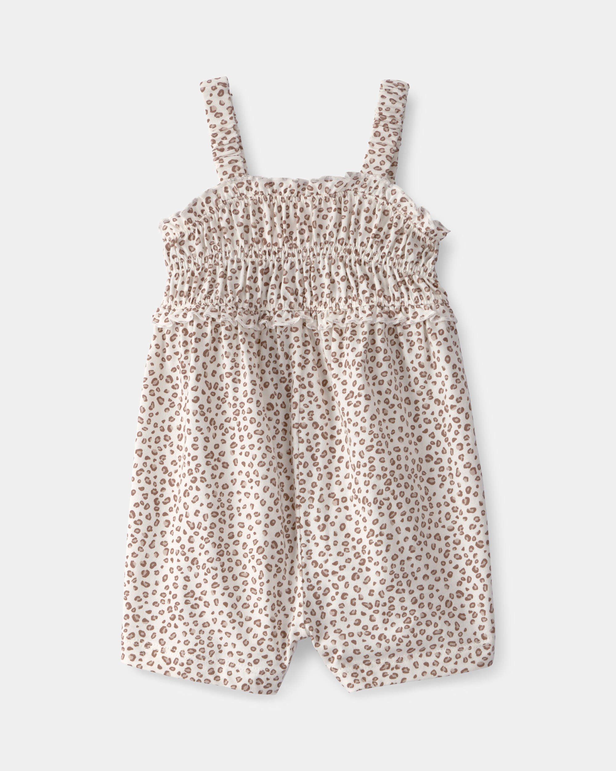 Baby Girl Cheetah Animal Sleeveless Romper - Brown/White
