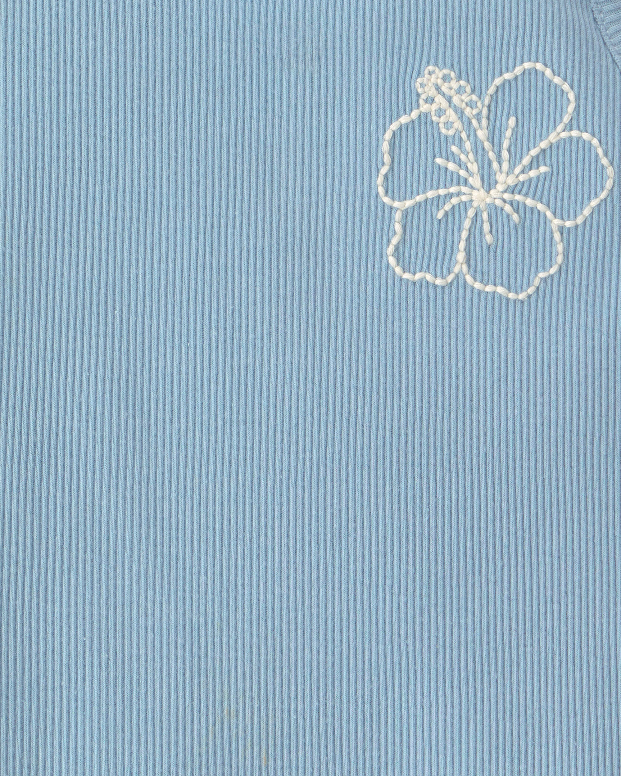 Toddler Girl Flower Ribbed Tank Top - Blue