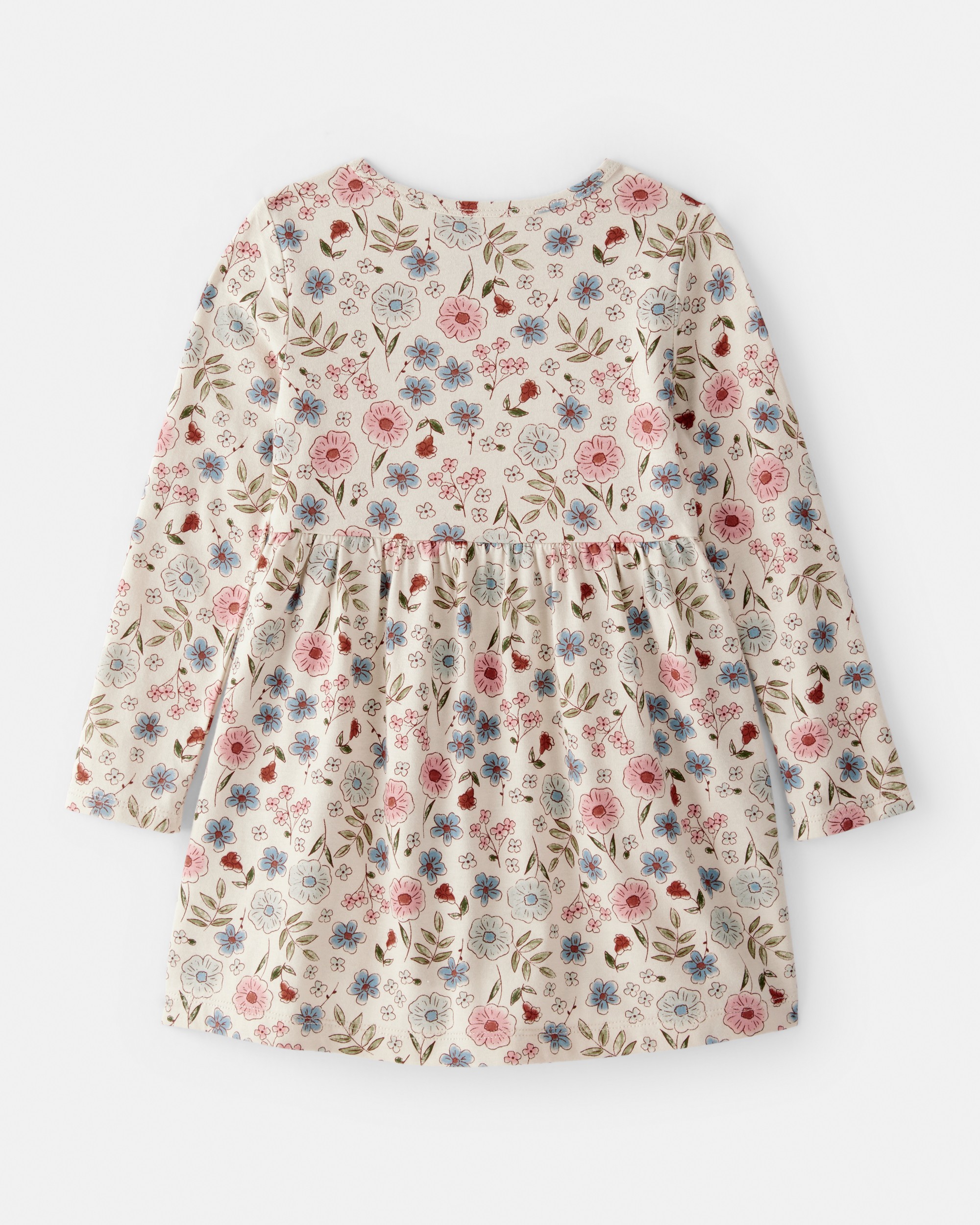 Toddler Girl Floral Long-Sleeve Knit Dress - Cream