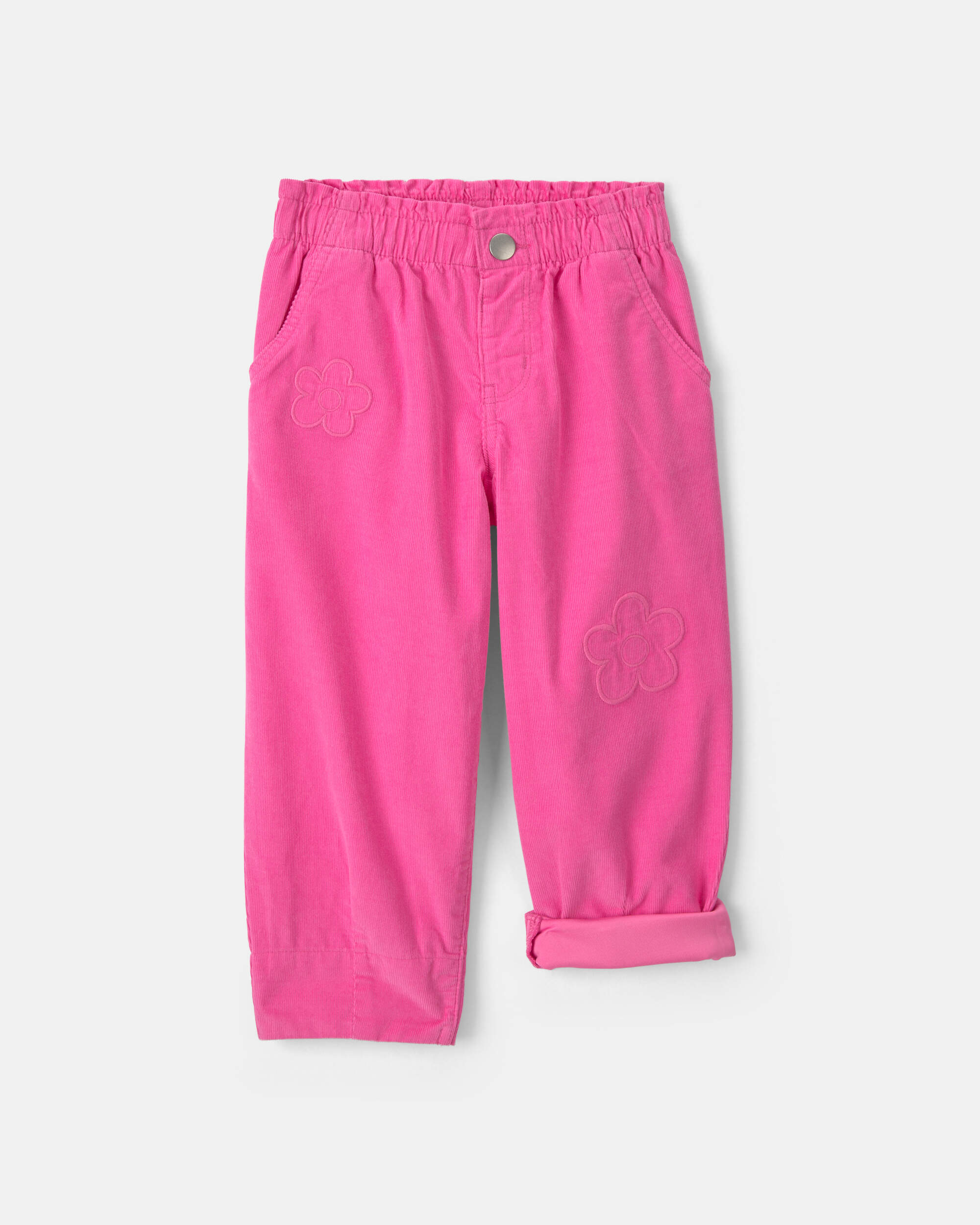 Toddler Girls' Floral Corduroy Pull-On Pants - Pink