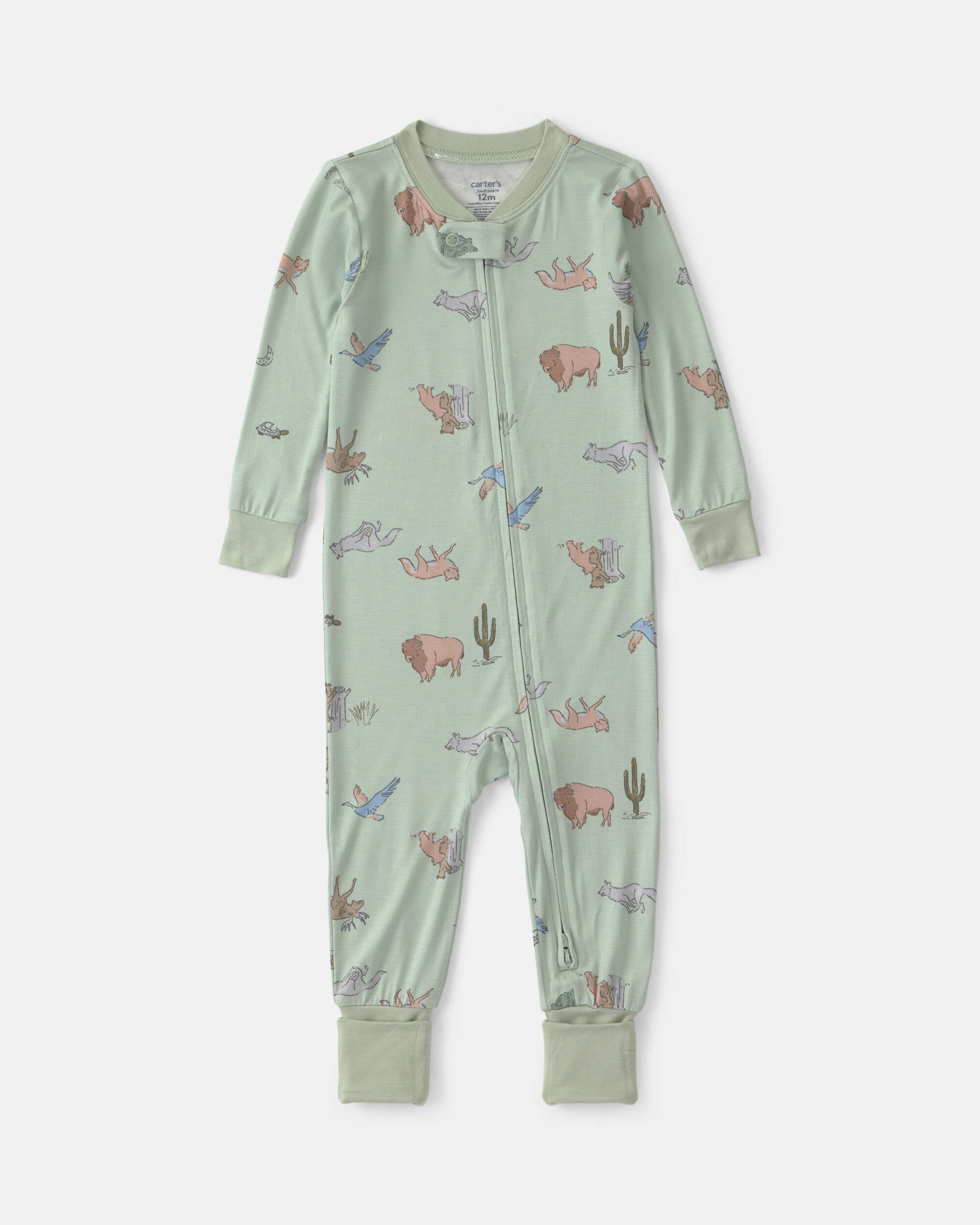 Baby Boy 1-Piece Animals PurelySoft™ Snug Fit Pyjama - Green