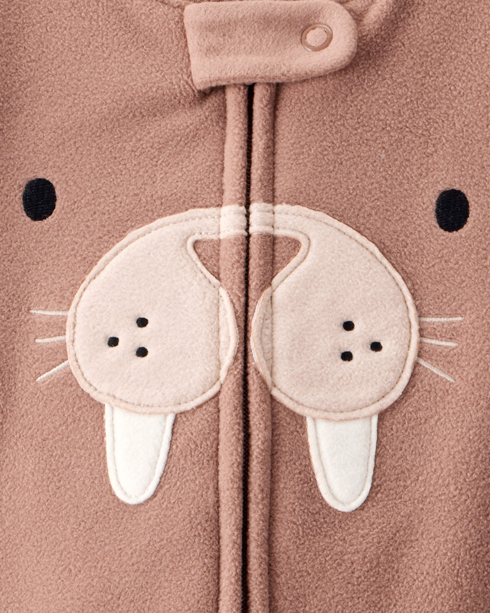 Toddler Boy Walrus Loose Fit Long-Sleeve 2-Way Zip 1-Piece Pyjamas - Brown