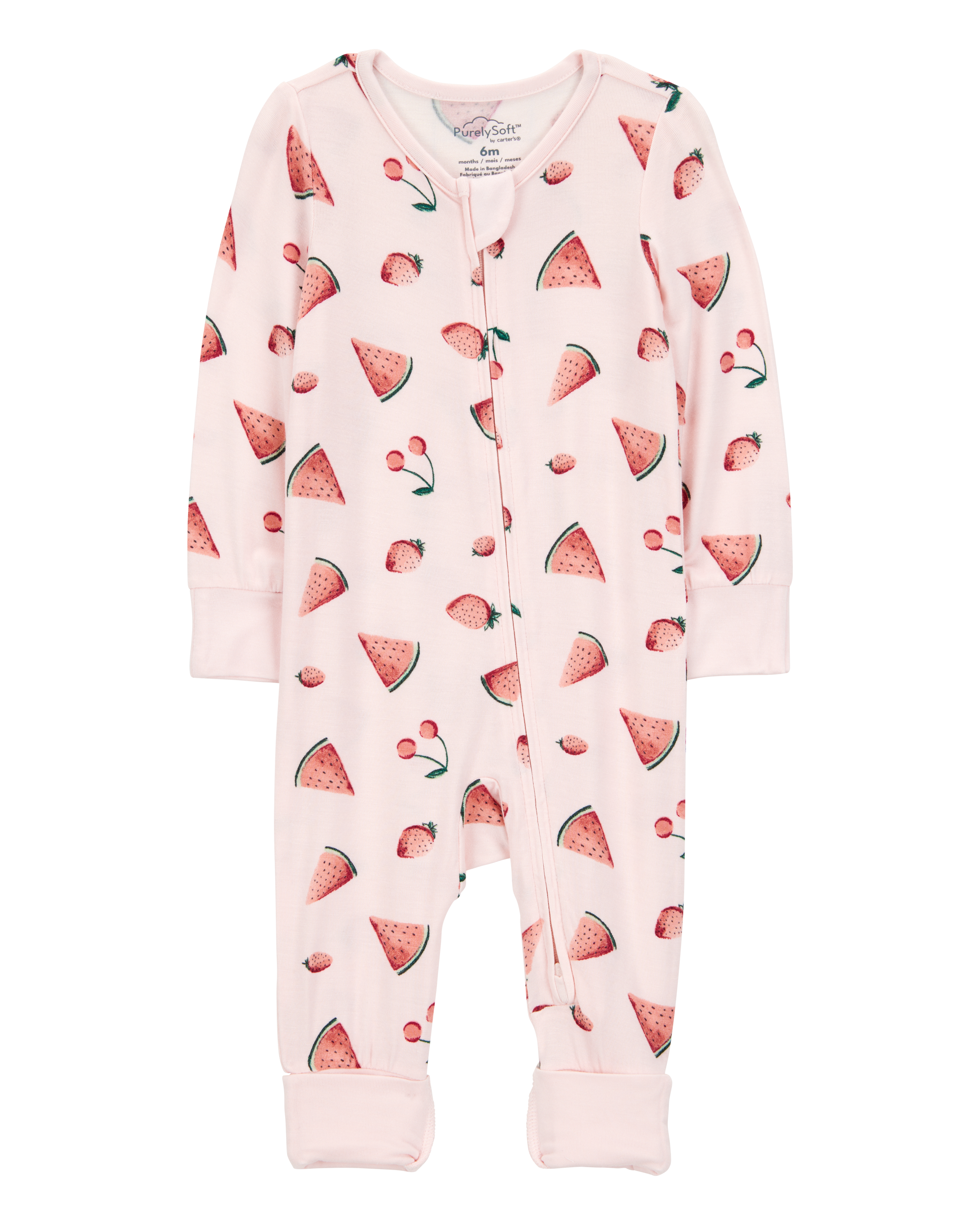 Baby Girl Watermelon 2-Way Zip PurelySoft Footless Sleeper