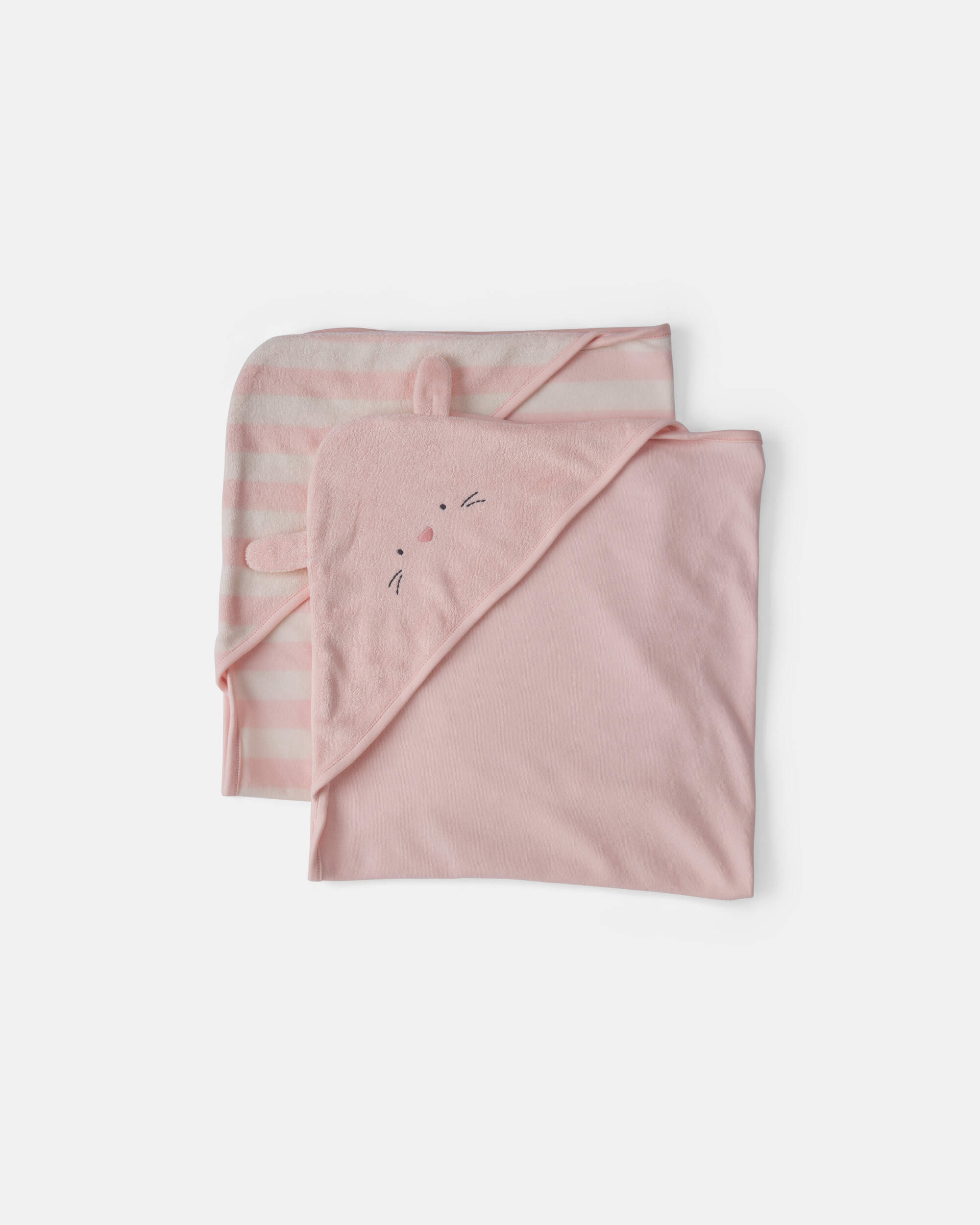 Baby Girl 2-Pack Bunny Terry Towels - Pink