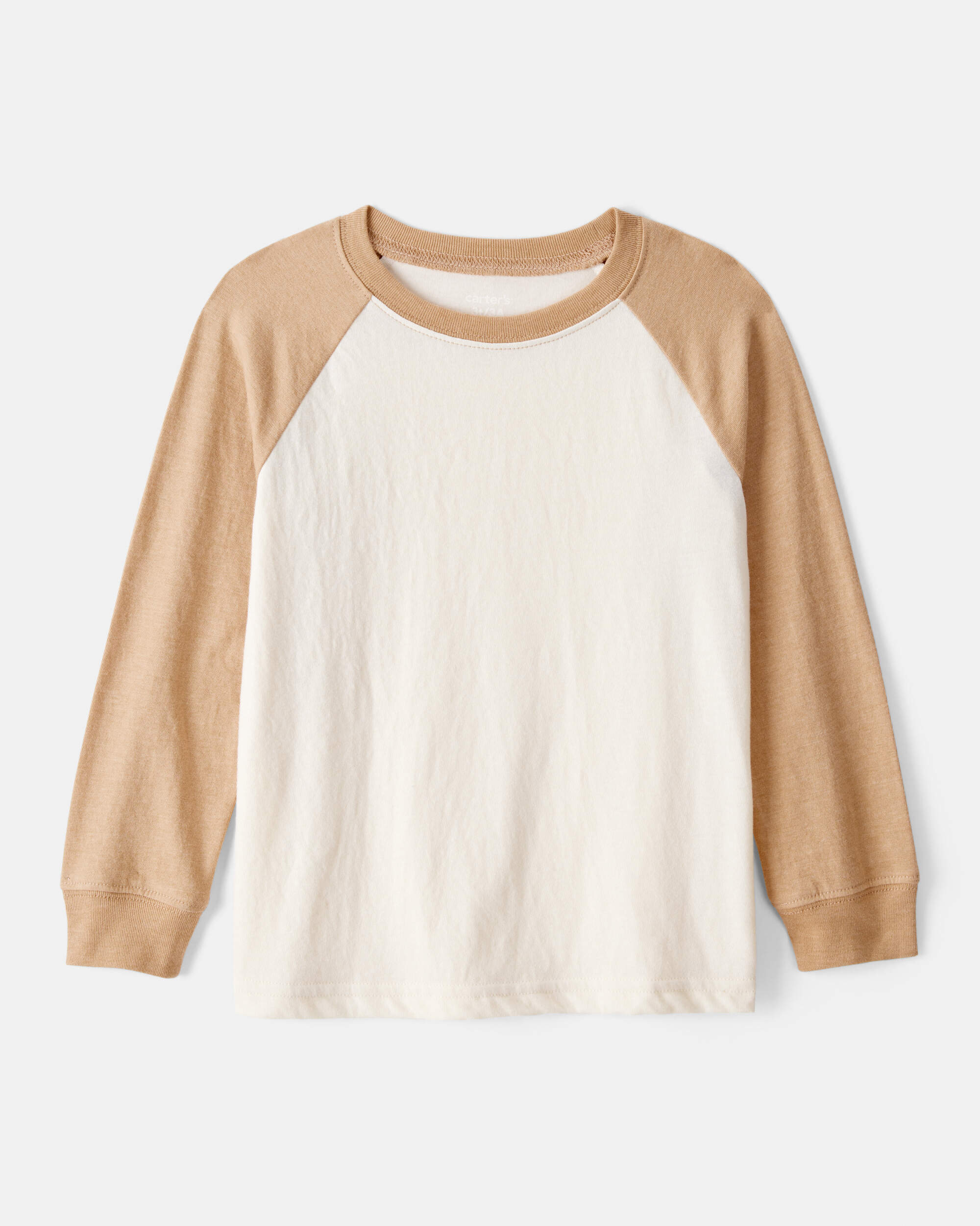 Toddler Boy Long-Sleeve Raglan Tee - Tan