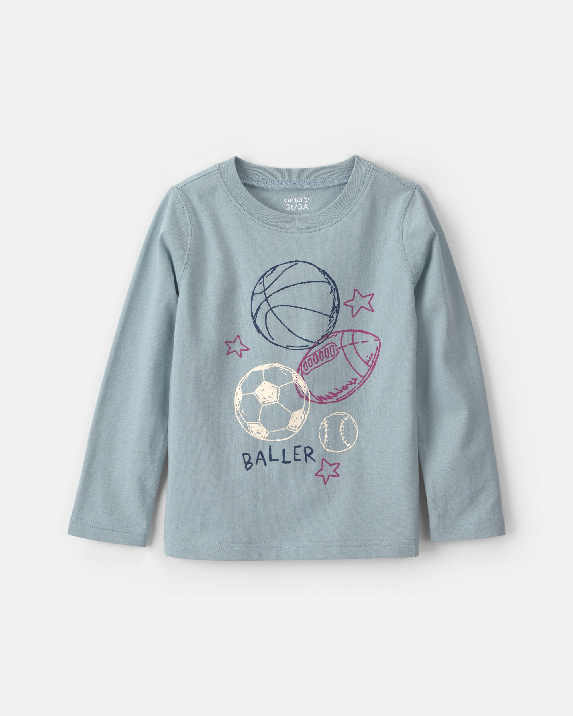 Toddler Boy 'Baller' Basketball Long-Sleeve Graphic Tee - Blue