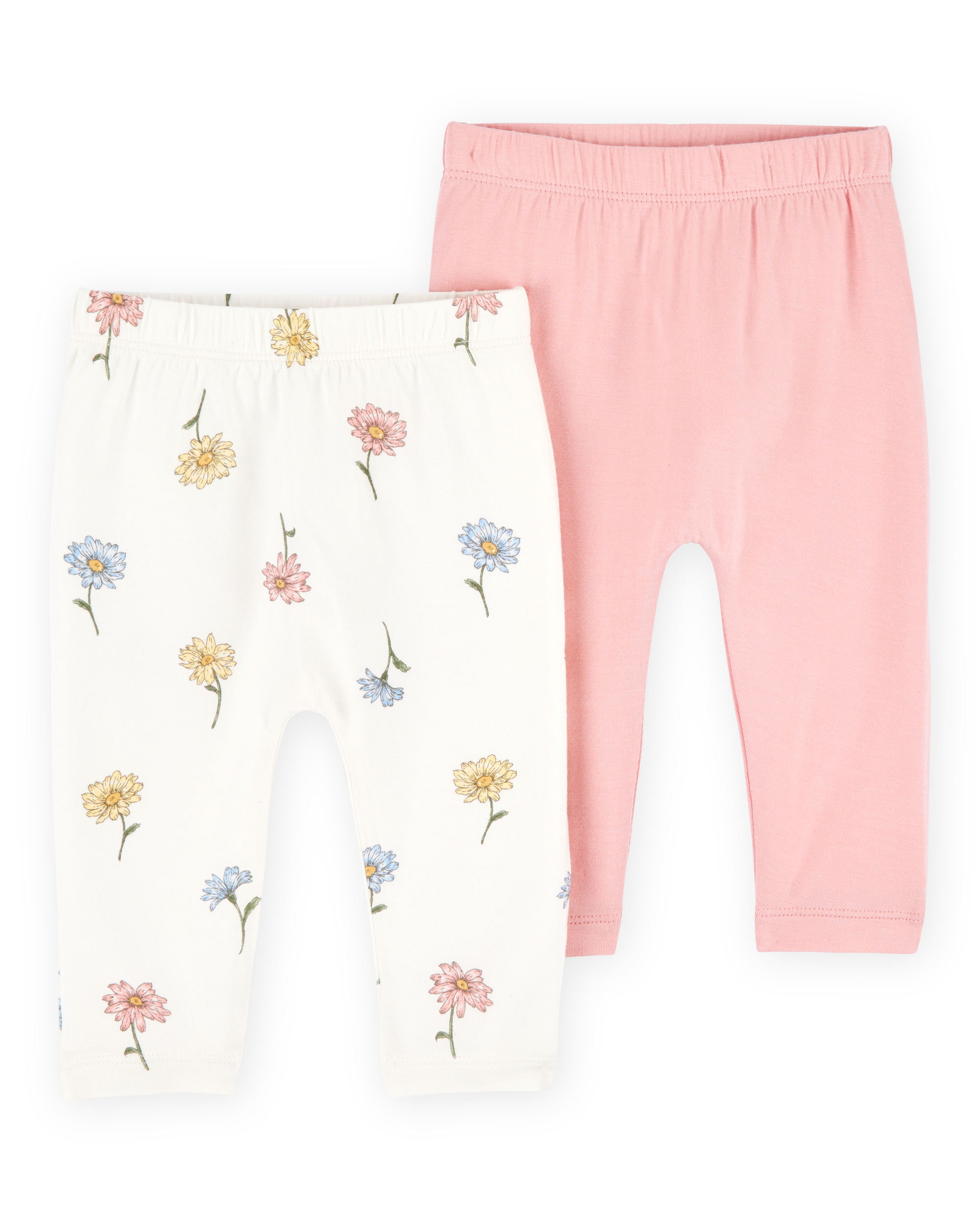 Baby Girl 2-Pack PurelySoft Pull-On Pants - Pink/Ivory