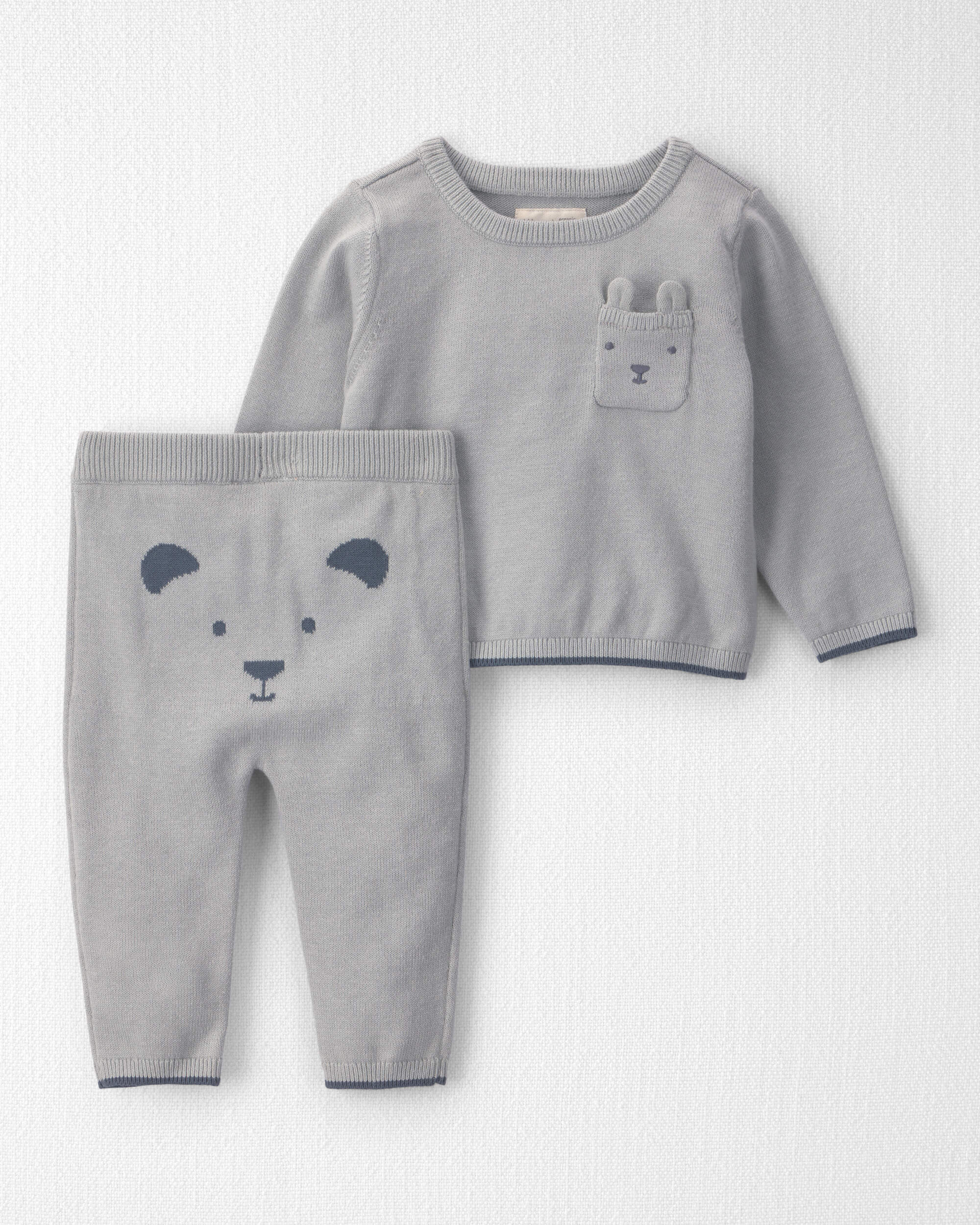 Baby 2-Piece Organic Cotton Sweater Knit Top & Pant Set
