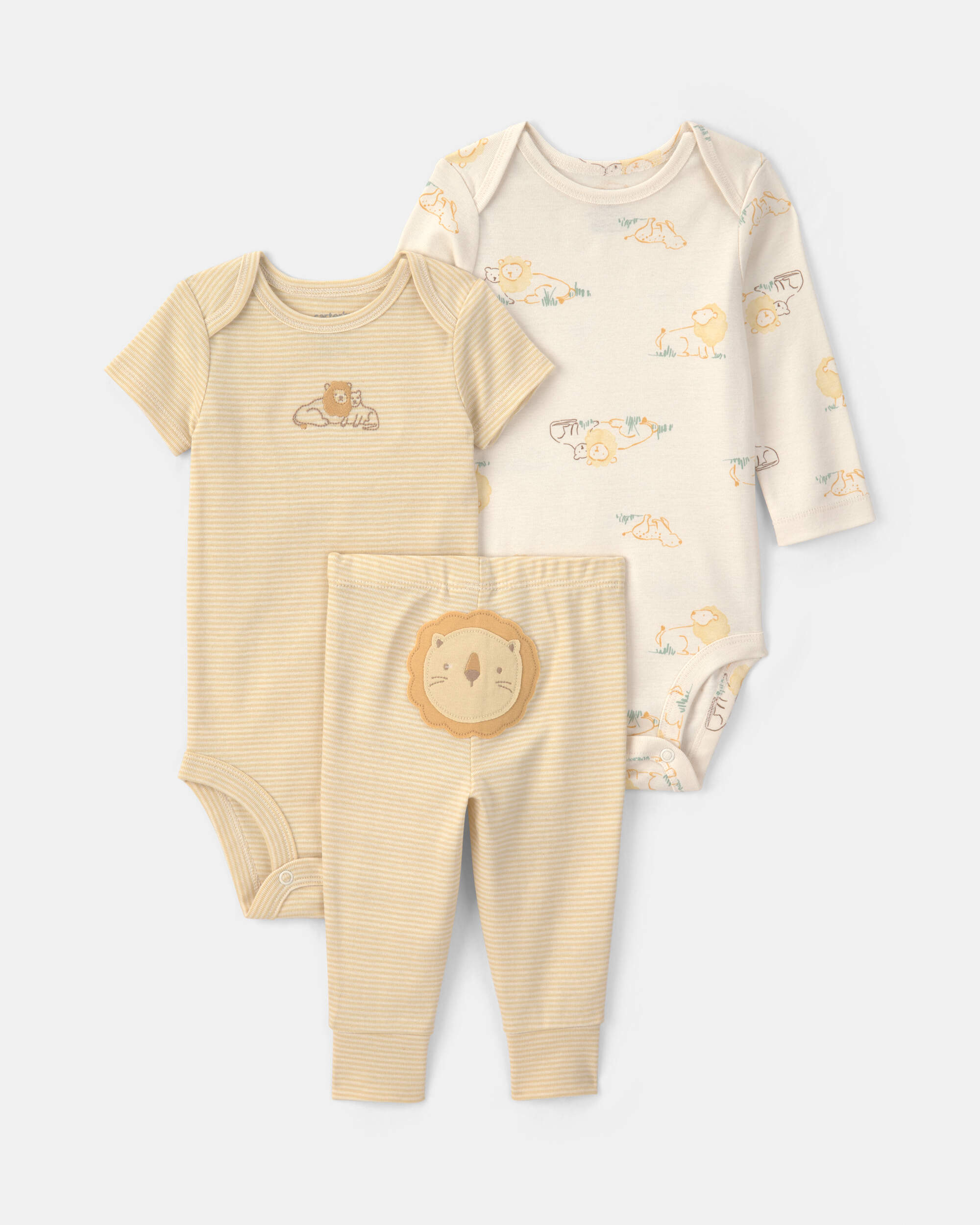 Baby 3-Piece Lion Bodysuit & Pant Set - Yellow/Ivory
