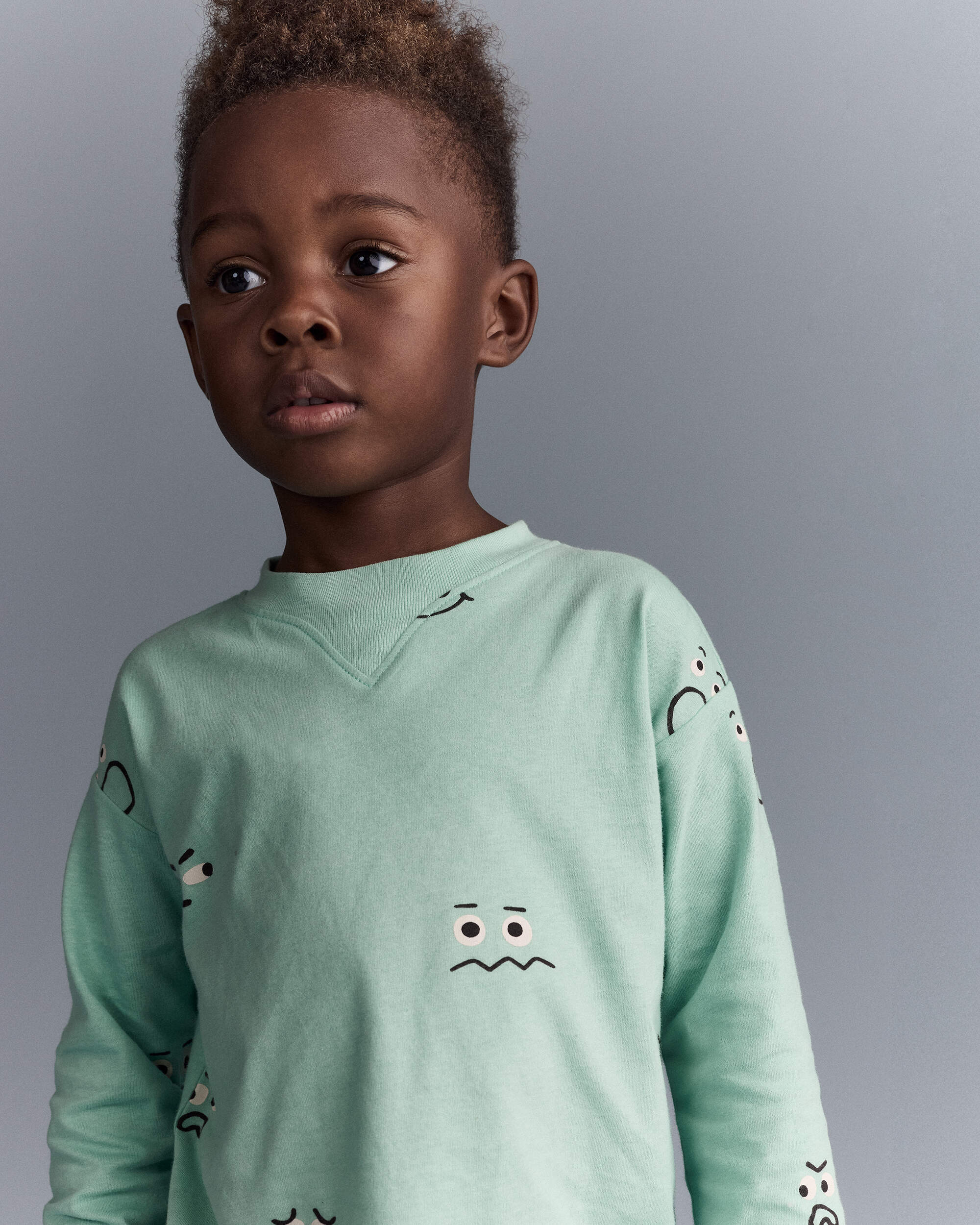 Toddler Boy Emotions Long Sleeve Relaxed Graphic Tee - Green
