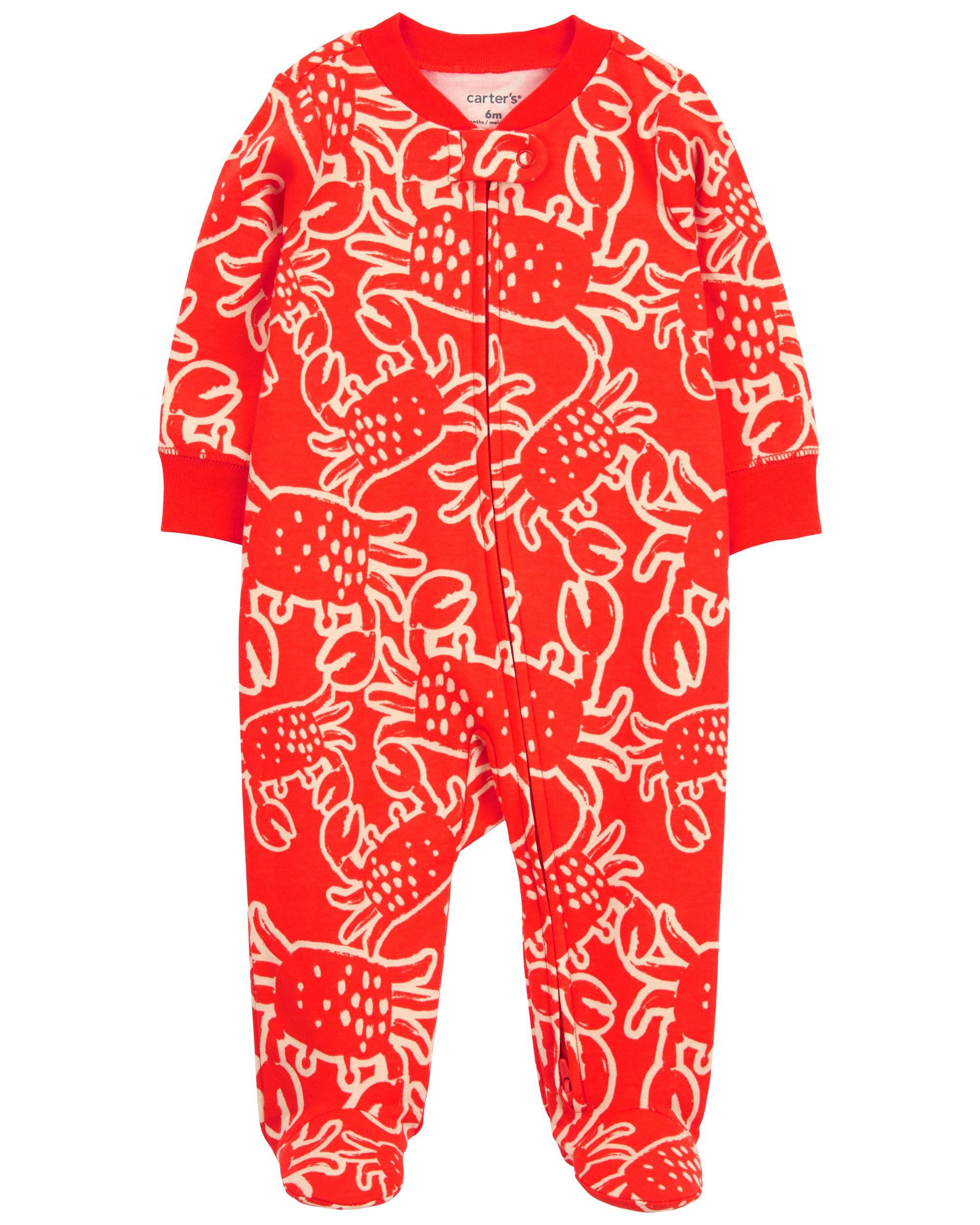 Crab Snap-Up Cotton Sleeper Pyjamas