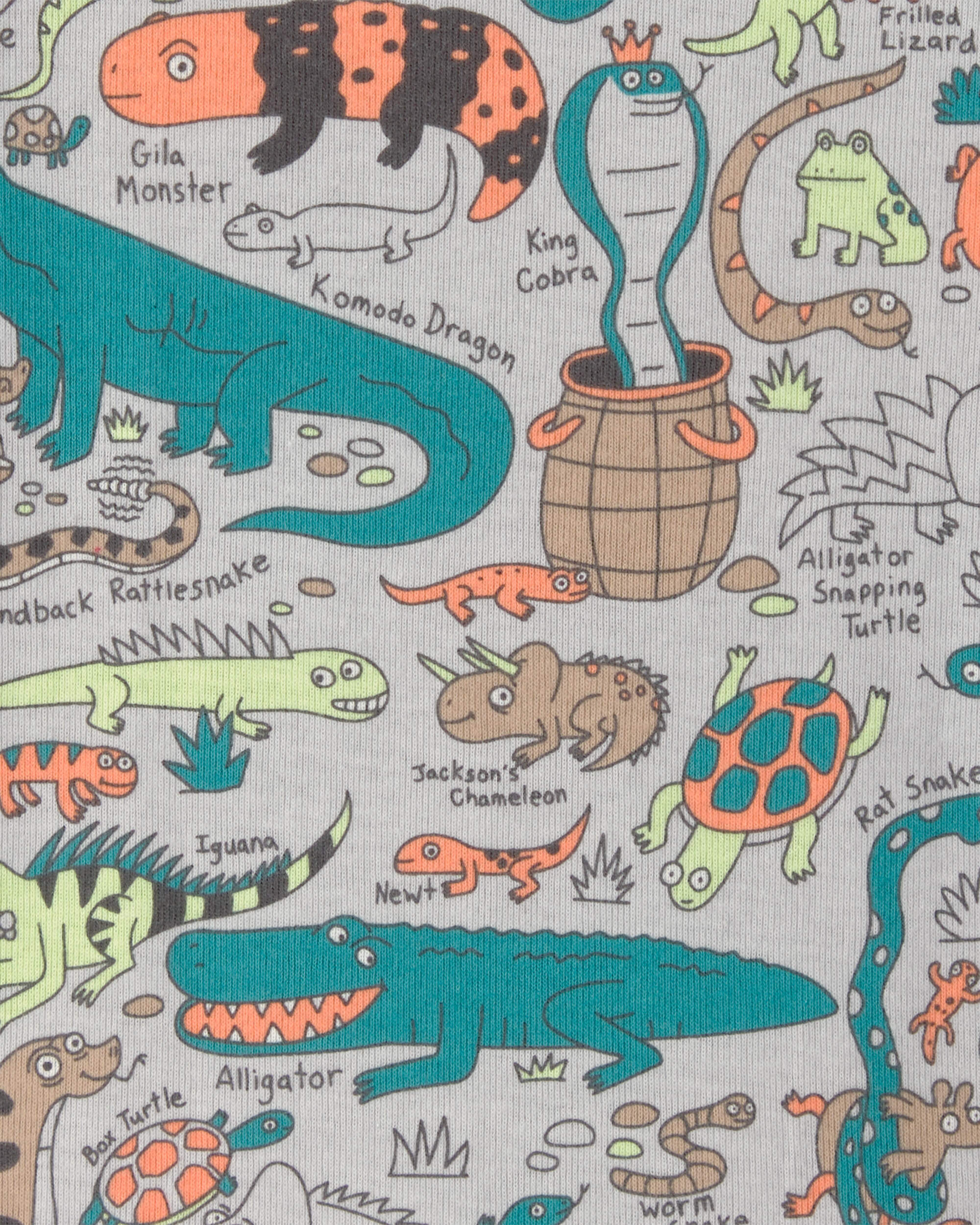 Toddler Boy Alligator 100% Cotton Snug Fit 2-Piece Pyjama Set - Grey