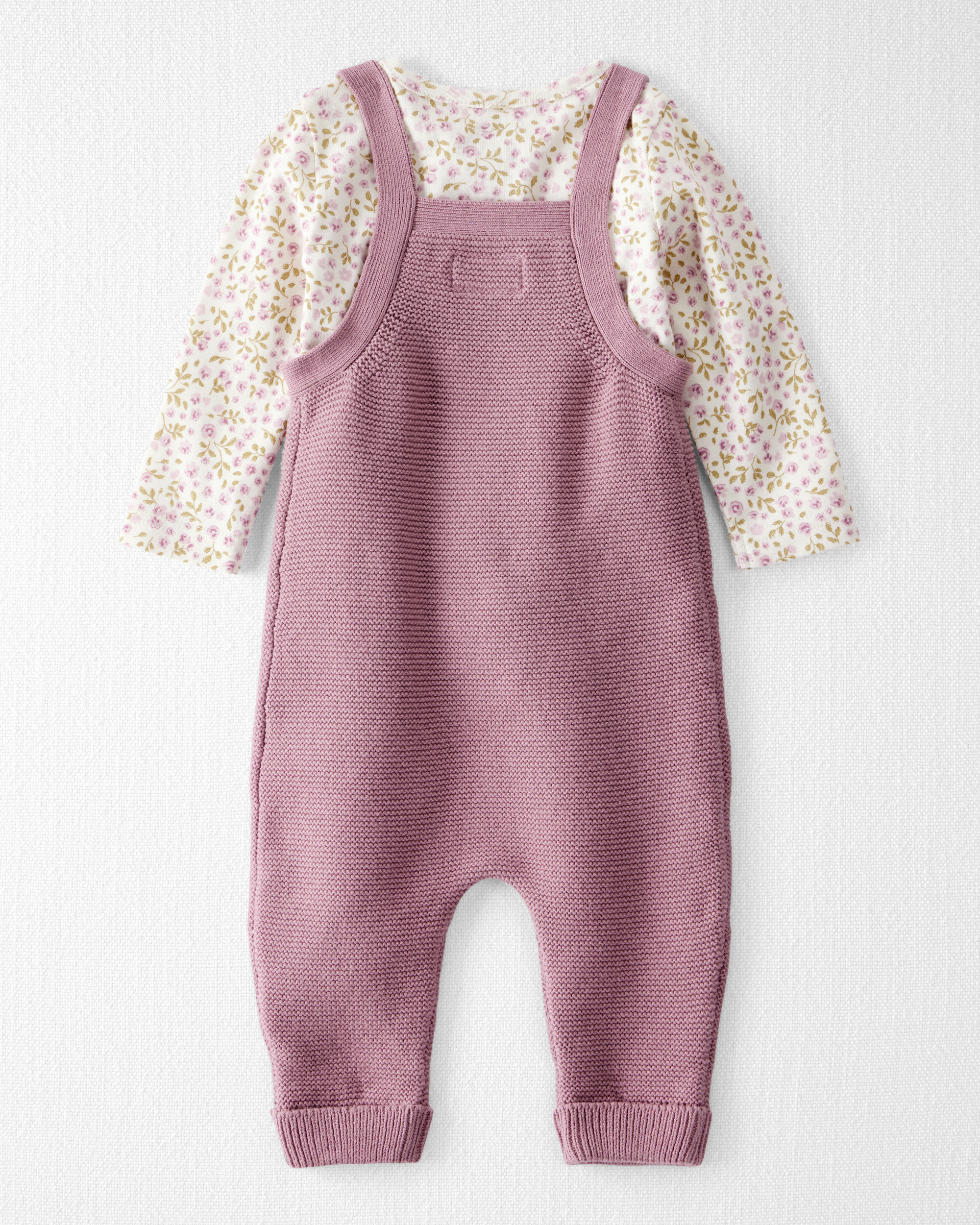 Baby Boy 2-Piece Organic Cotton Overall Set Floral Print