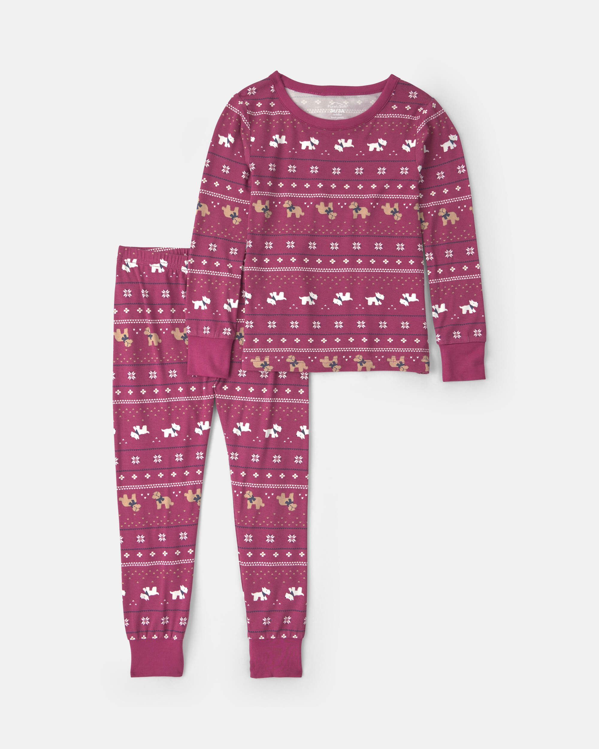 Toddler 2-Piece Fair Isle Christmas PurelySoft™ Snug Fit Pyjama Set - Burgundy