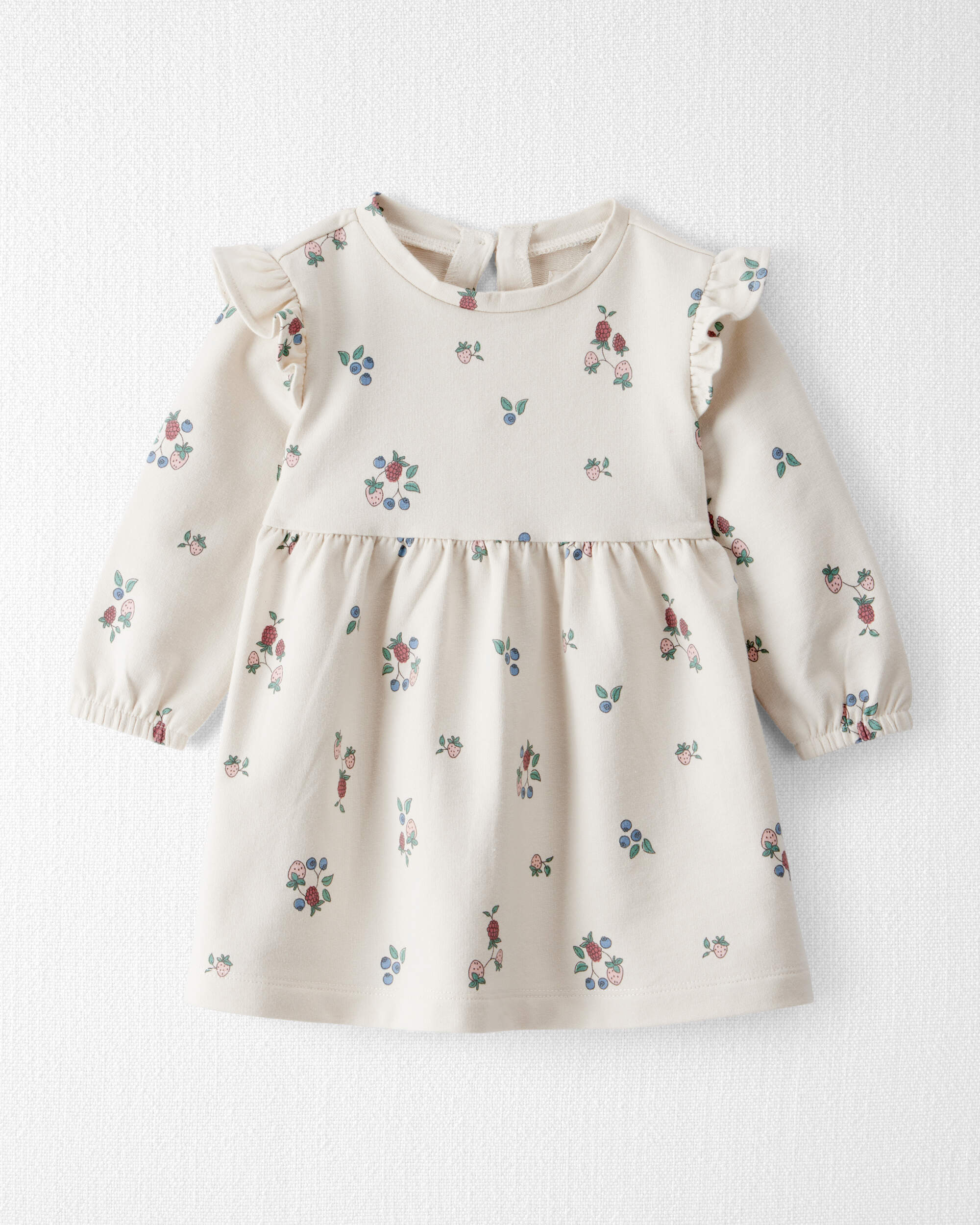 Baby Girl Organic Cotton French Terry Dress Berry Blossom Print