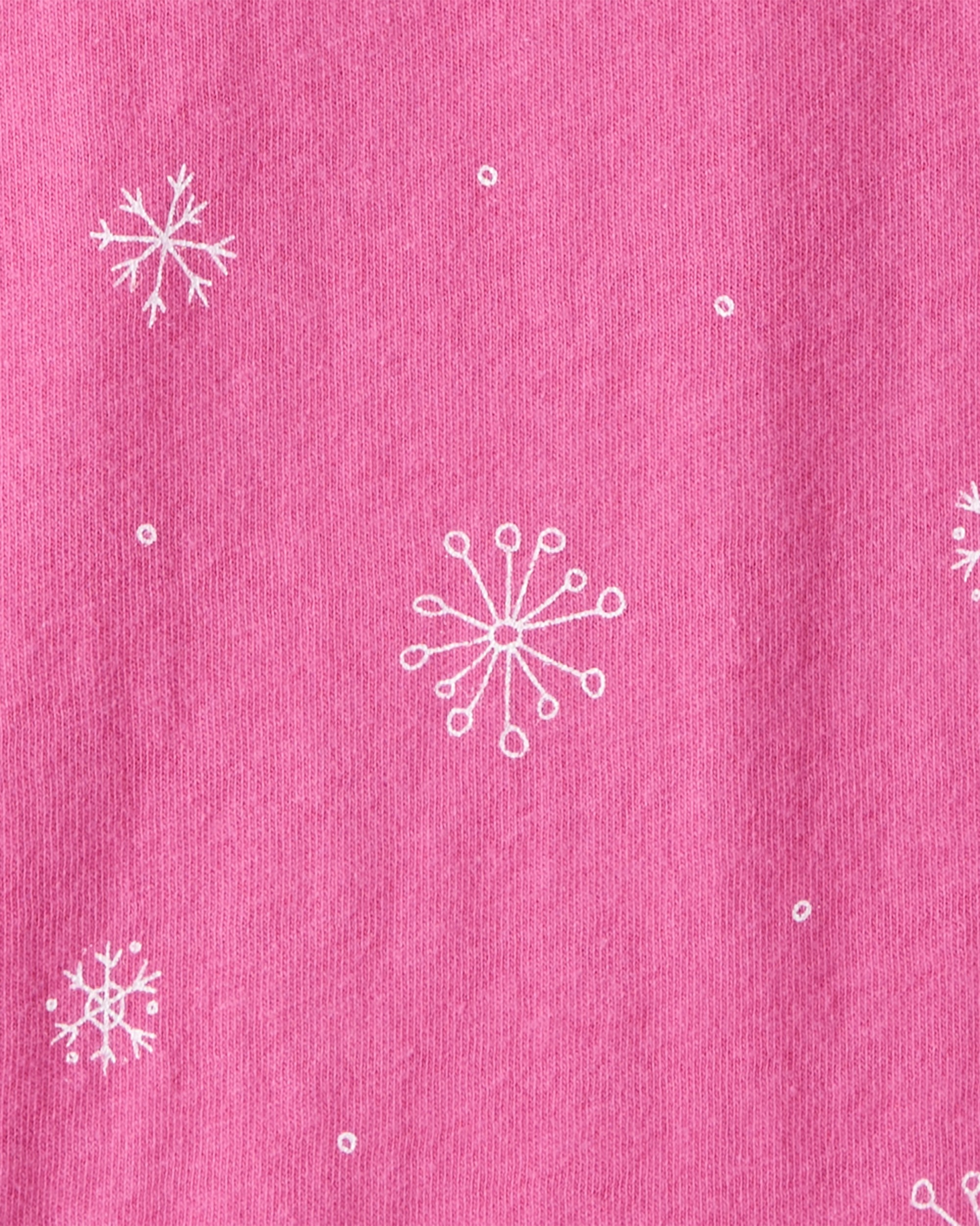 Toddler Girl Snowflake Print Long-Sleeve Pocket Tee - Pink