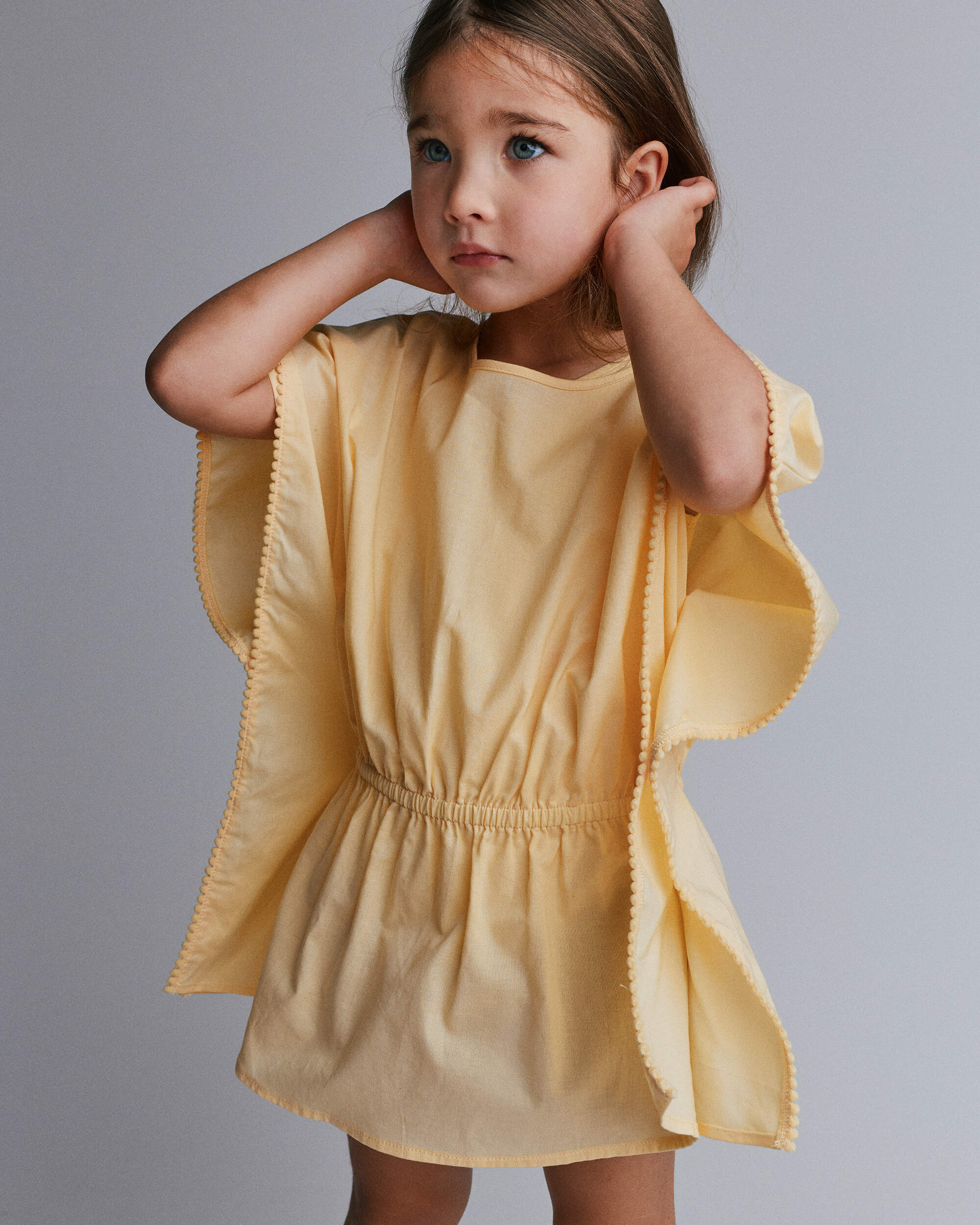 Toddler Girl Pom-Pom Swim Coverup - Yellow