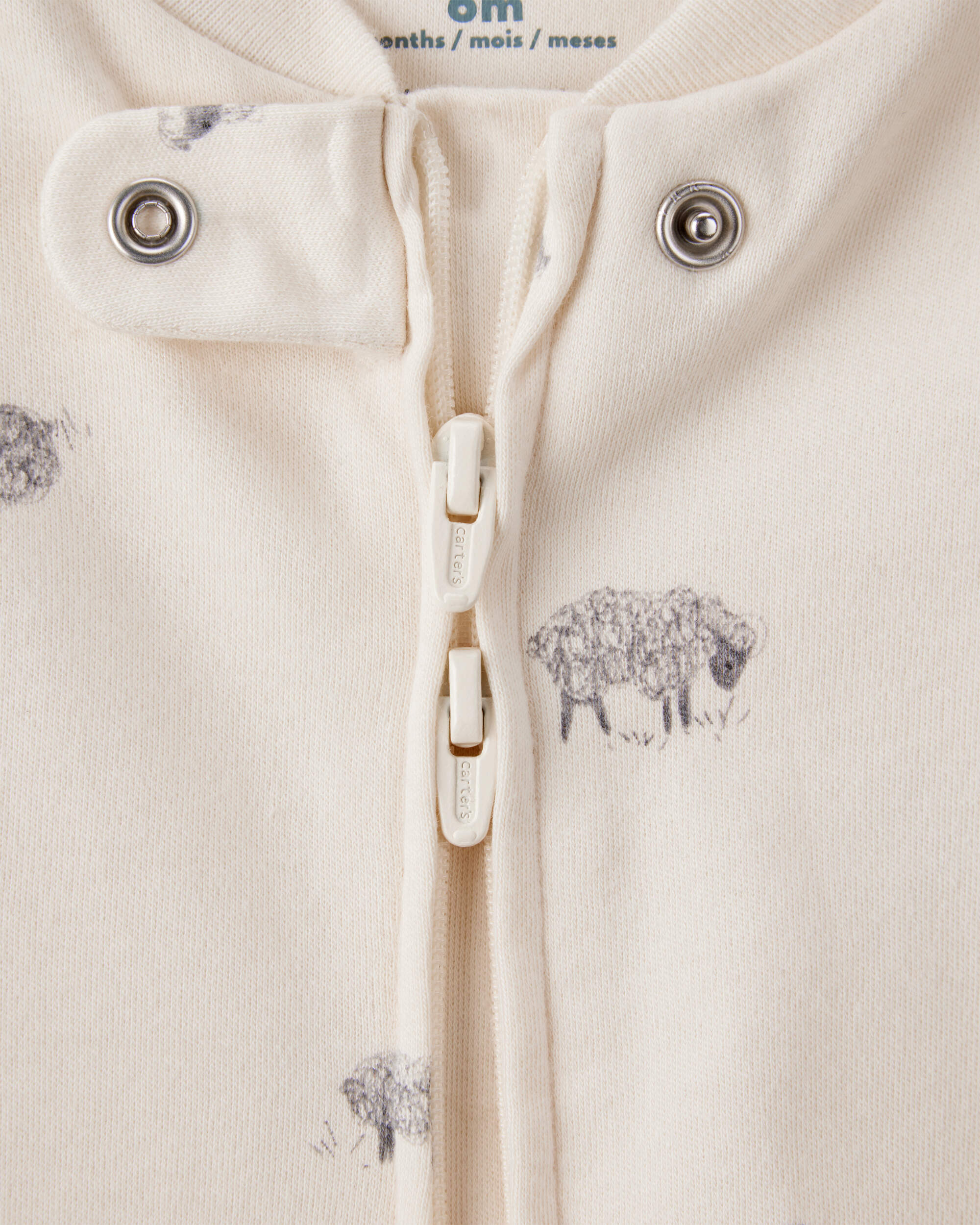 Baby Sheep Print 100% Cotton Long-Sleeve Sleeper - Brown