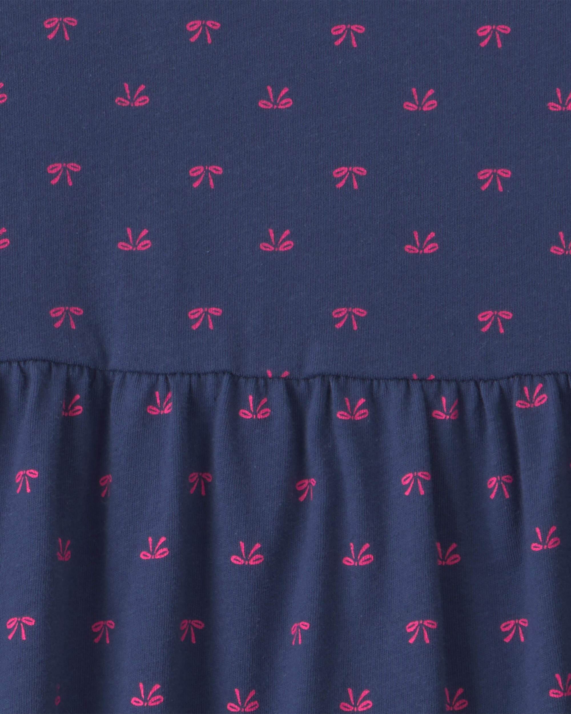 Toddler Girl Bow Long-Sleeve Dress - Navy Blue
