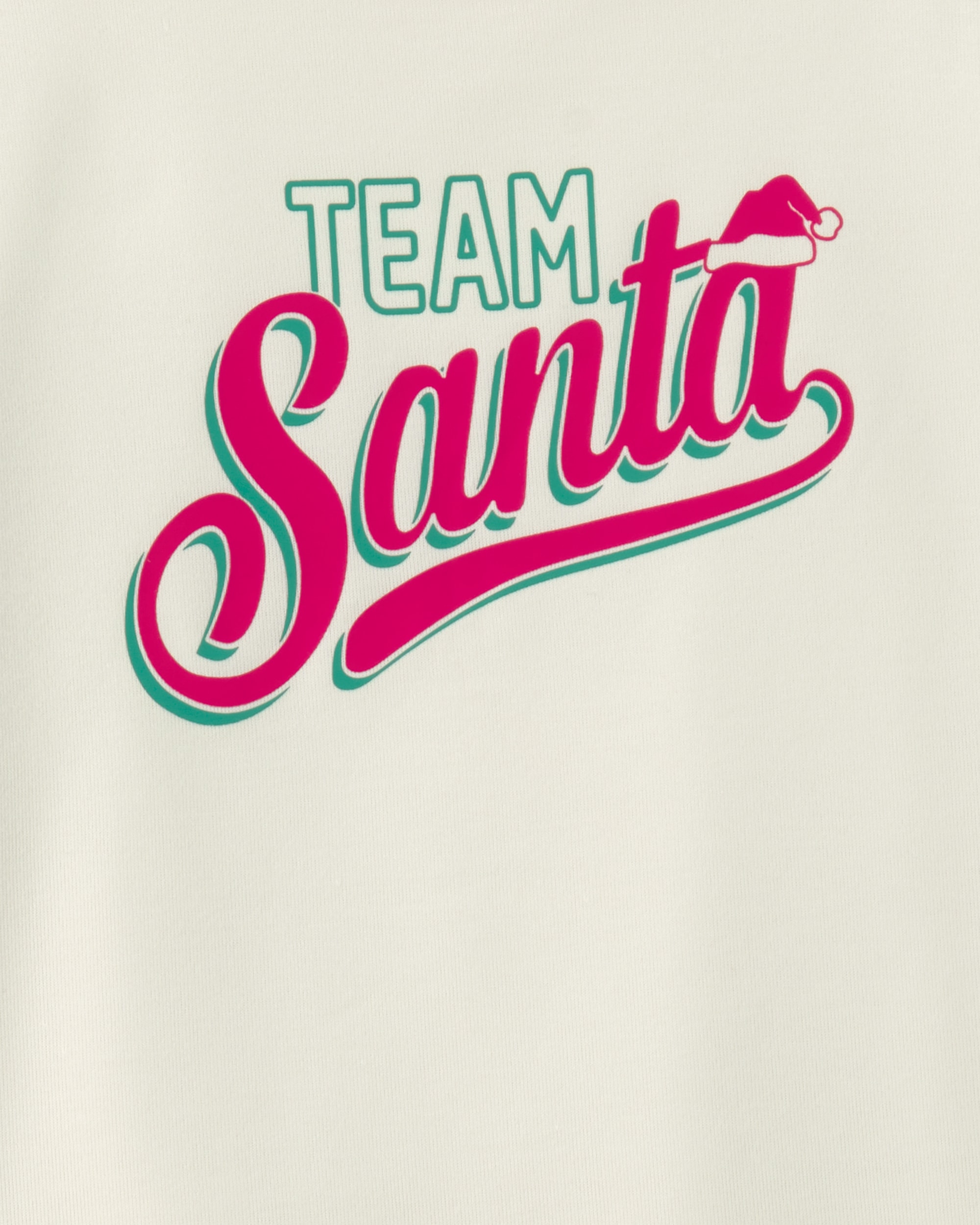 Kids Team Santa' Christmas Fleece Loose Fit Pyjama Top - Cream