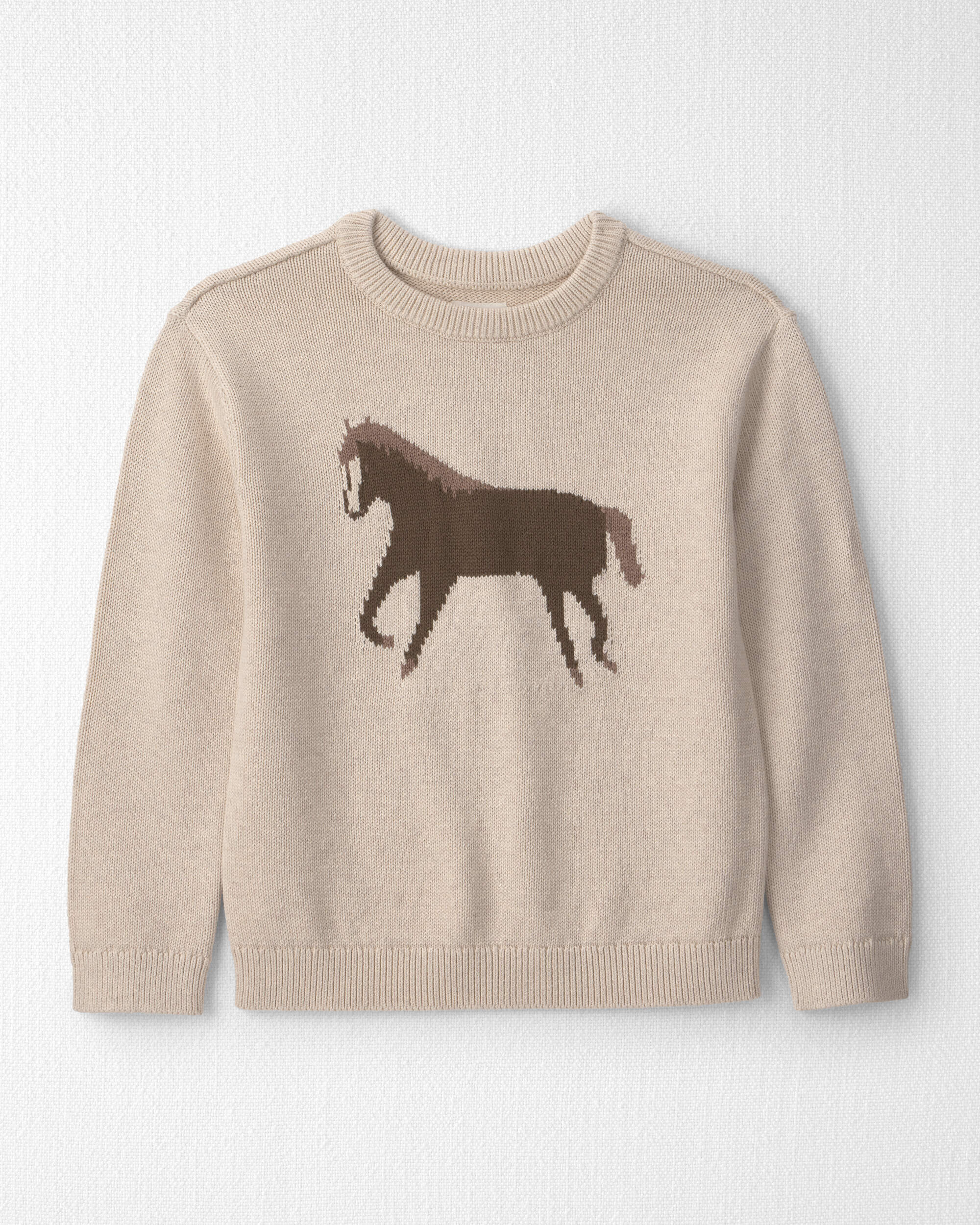 Kids Organic Cotton Horse Sweater Knit Pullover