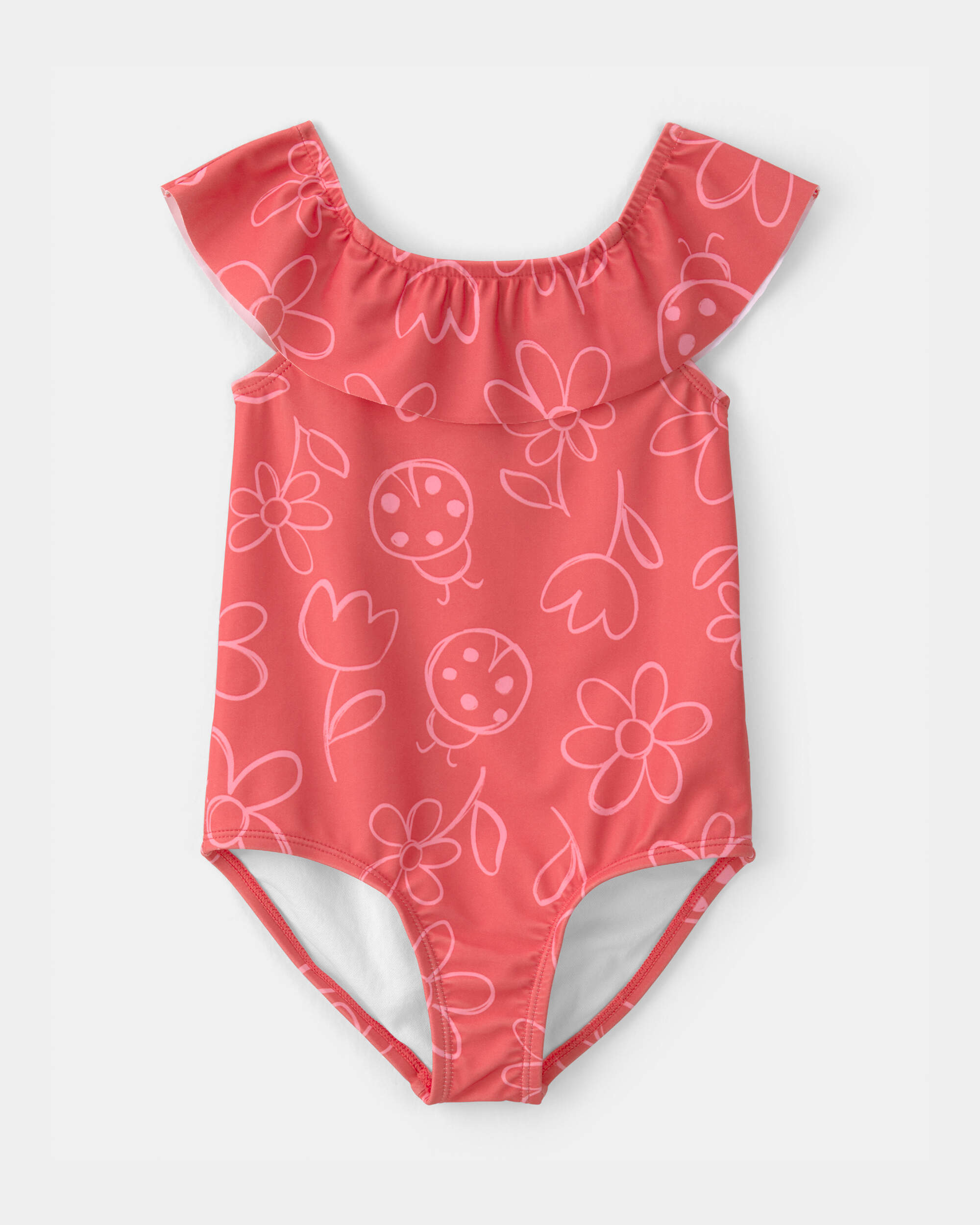 Toddler Girl  Floral 1-Piece Swimsuit - Red