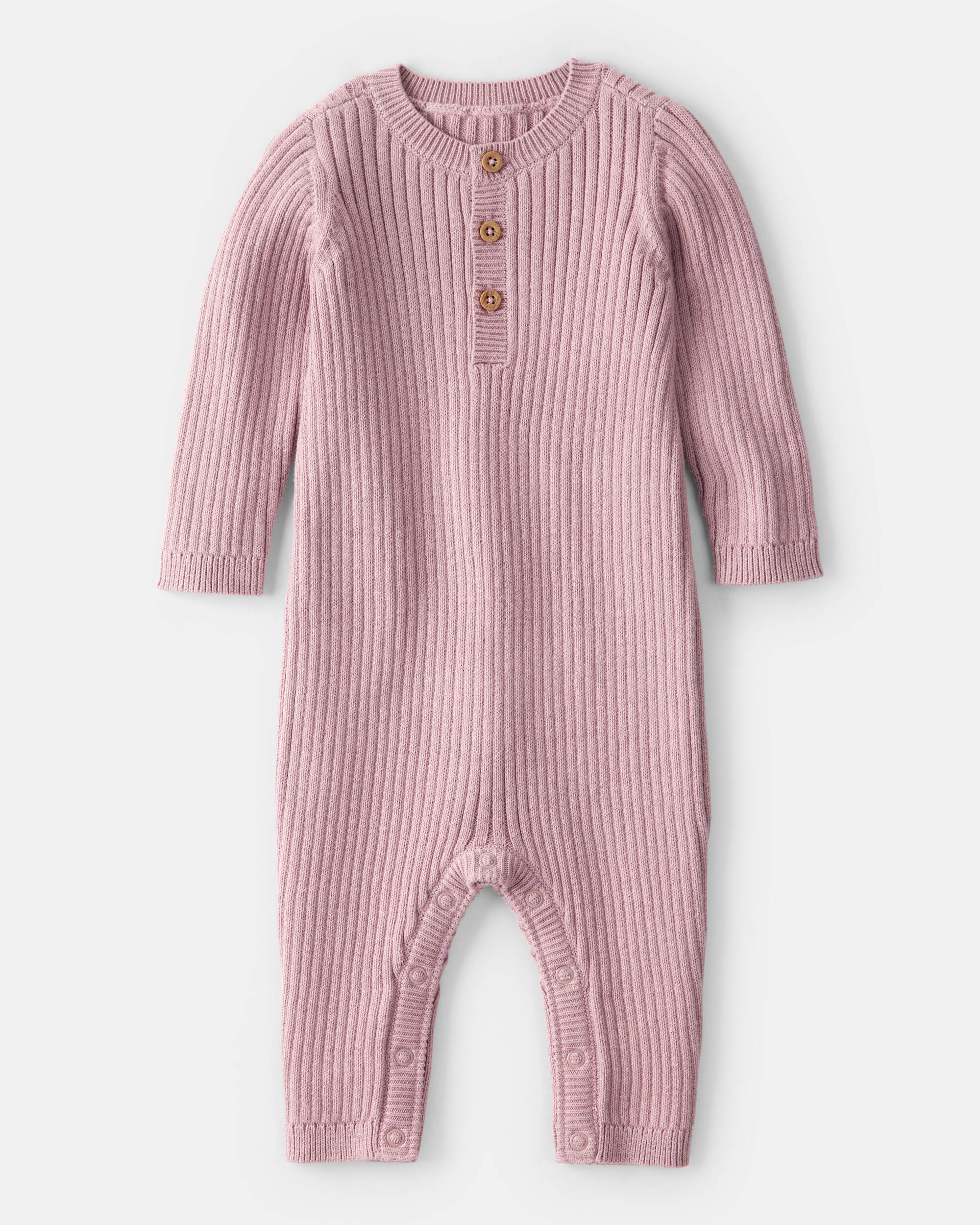 Baby Girl Ribbed Cotton Jumpsuit - Pink