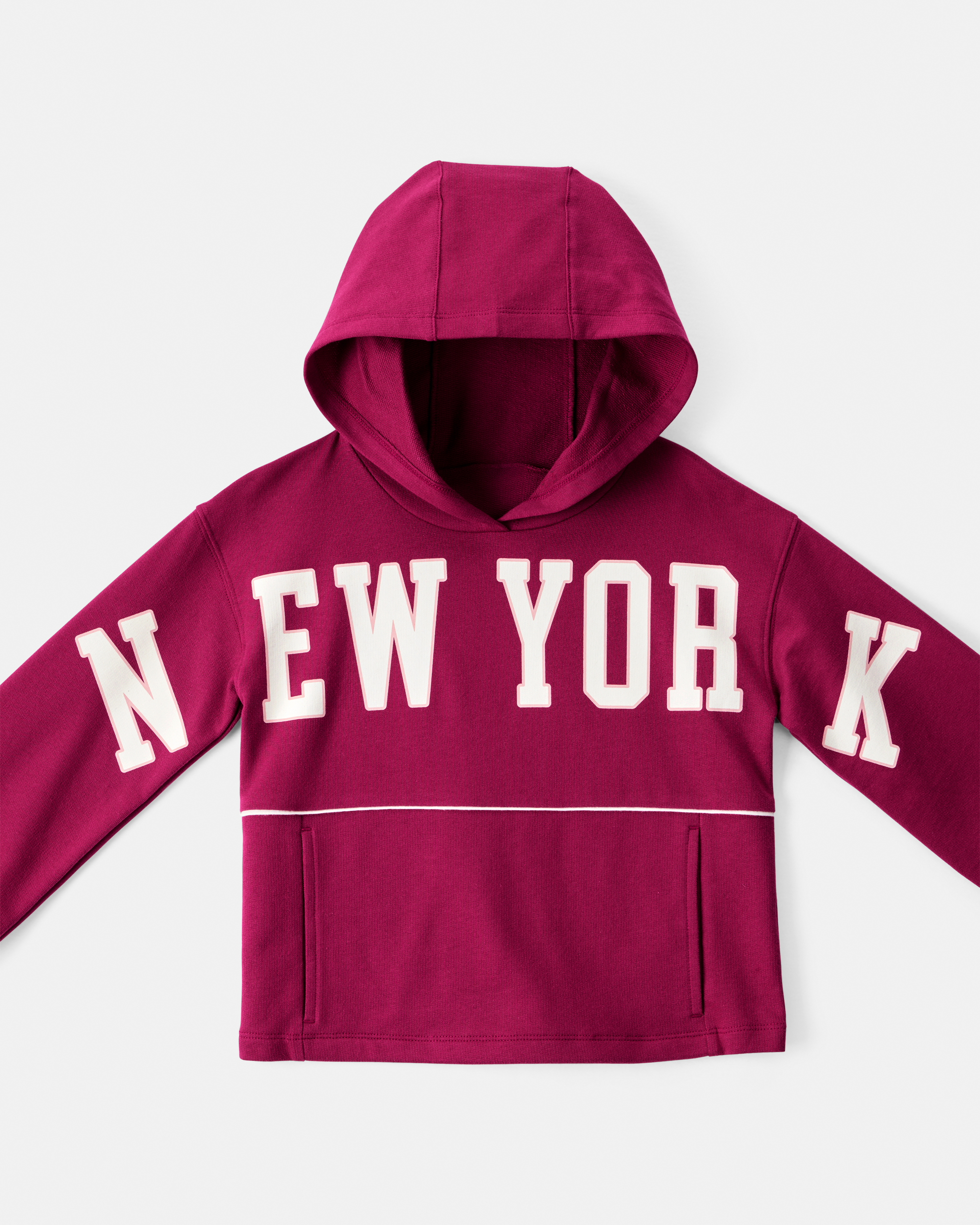 Girls New York Cotton Long-Sleeve Hoodie - Red