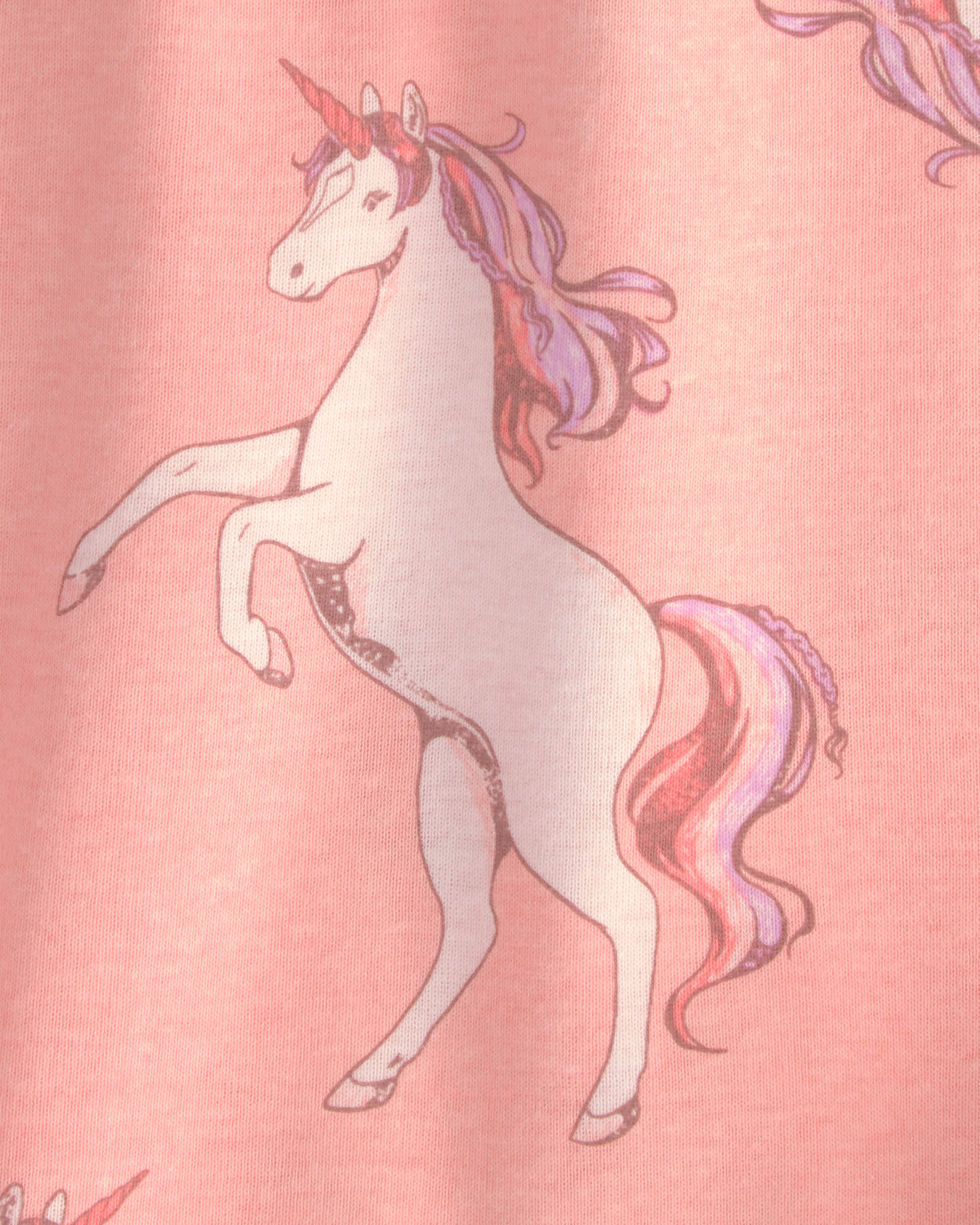 Girls Unicorn 100% Cotton Snug Fit 4-Piece Pyjama Set - Pink