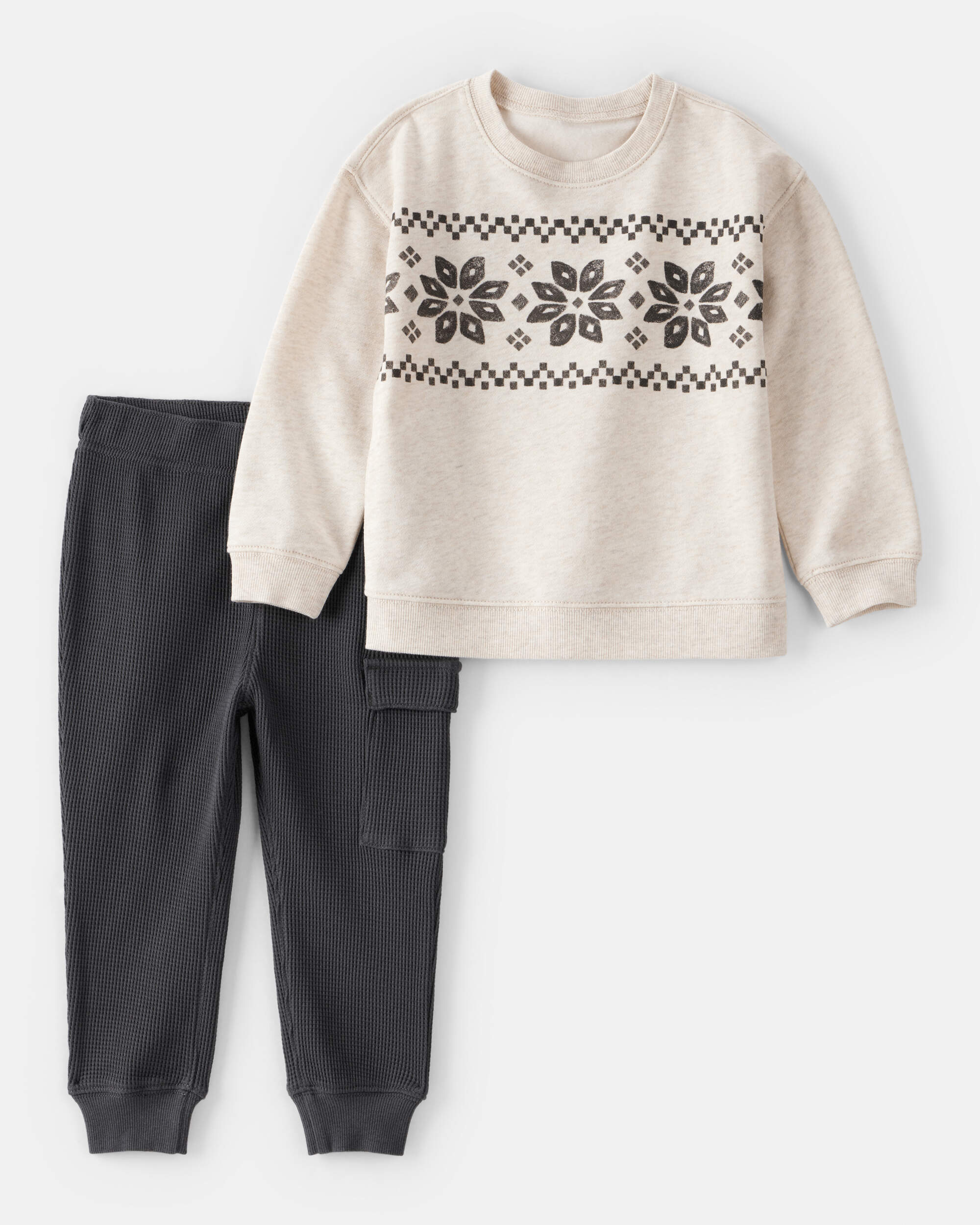 Toddler Boy 2-Piece Fair Isle Tee & Pant Set - Ivory