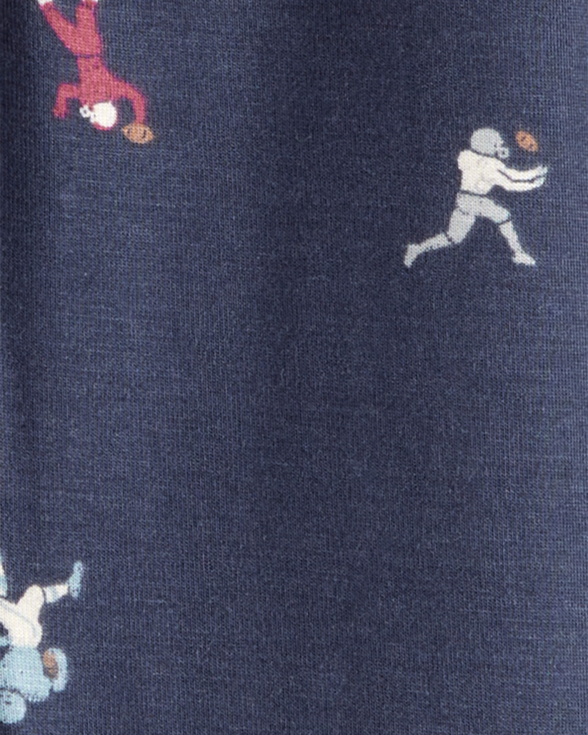 Baby Boy Football Print PurelySoft Long-Sleeve 2-Way Zip 1-Piece pyjamas - Navy Blue