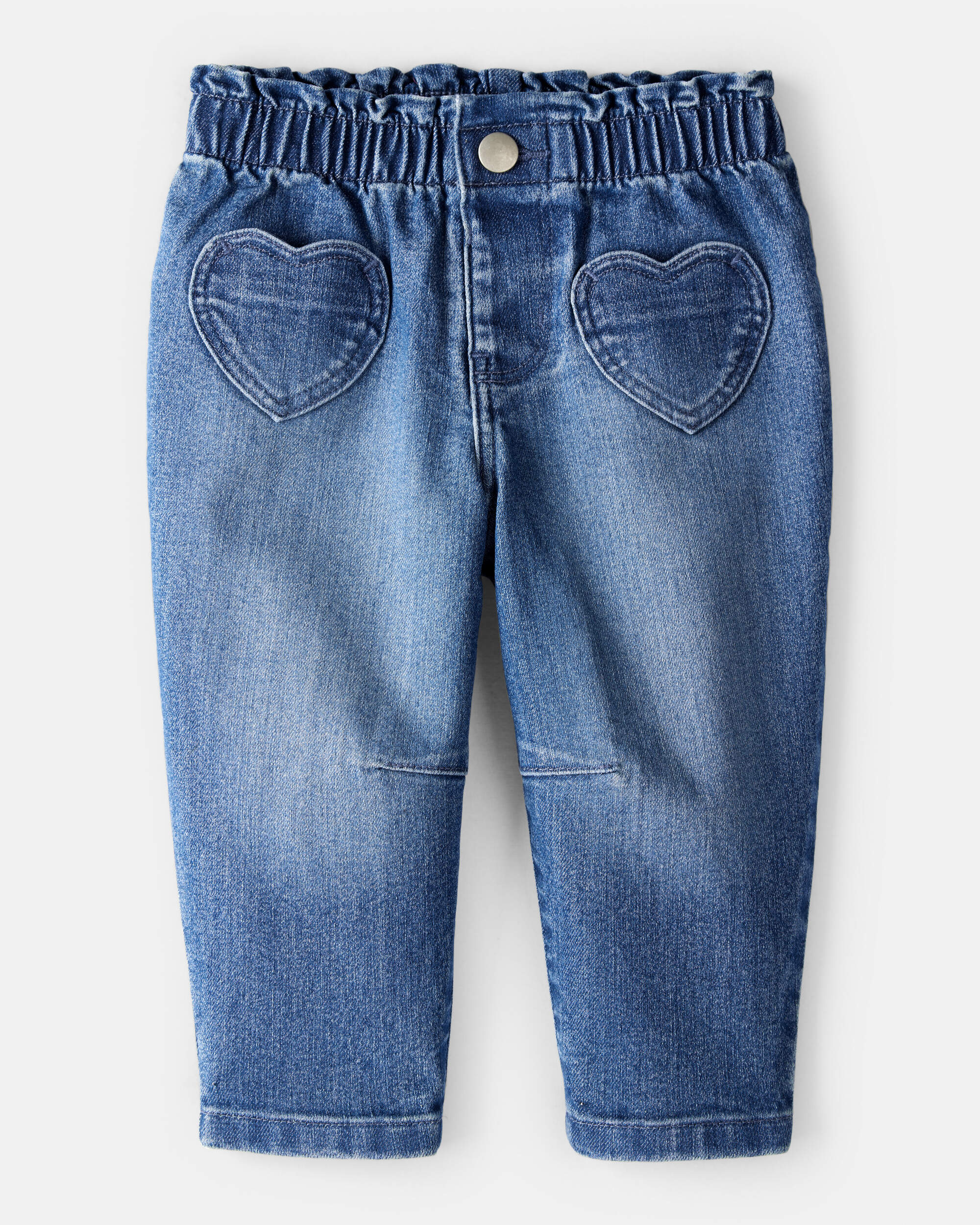 Baby Girl Heart Pocket Barrel Jeans - Blue