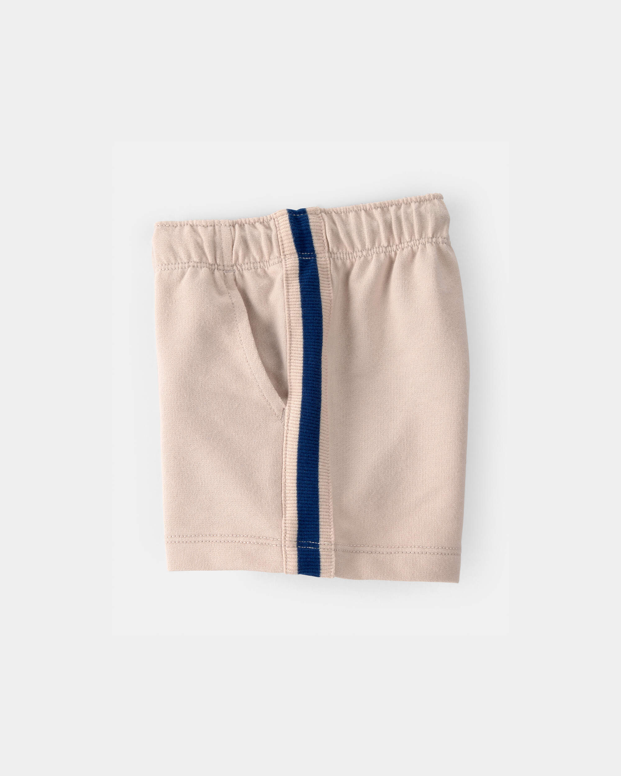 Baby Boy Striped French Terry Shorts - Khaki/Blue