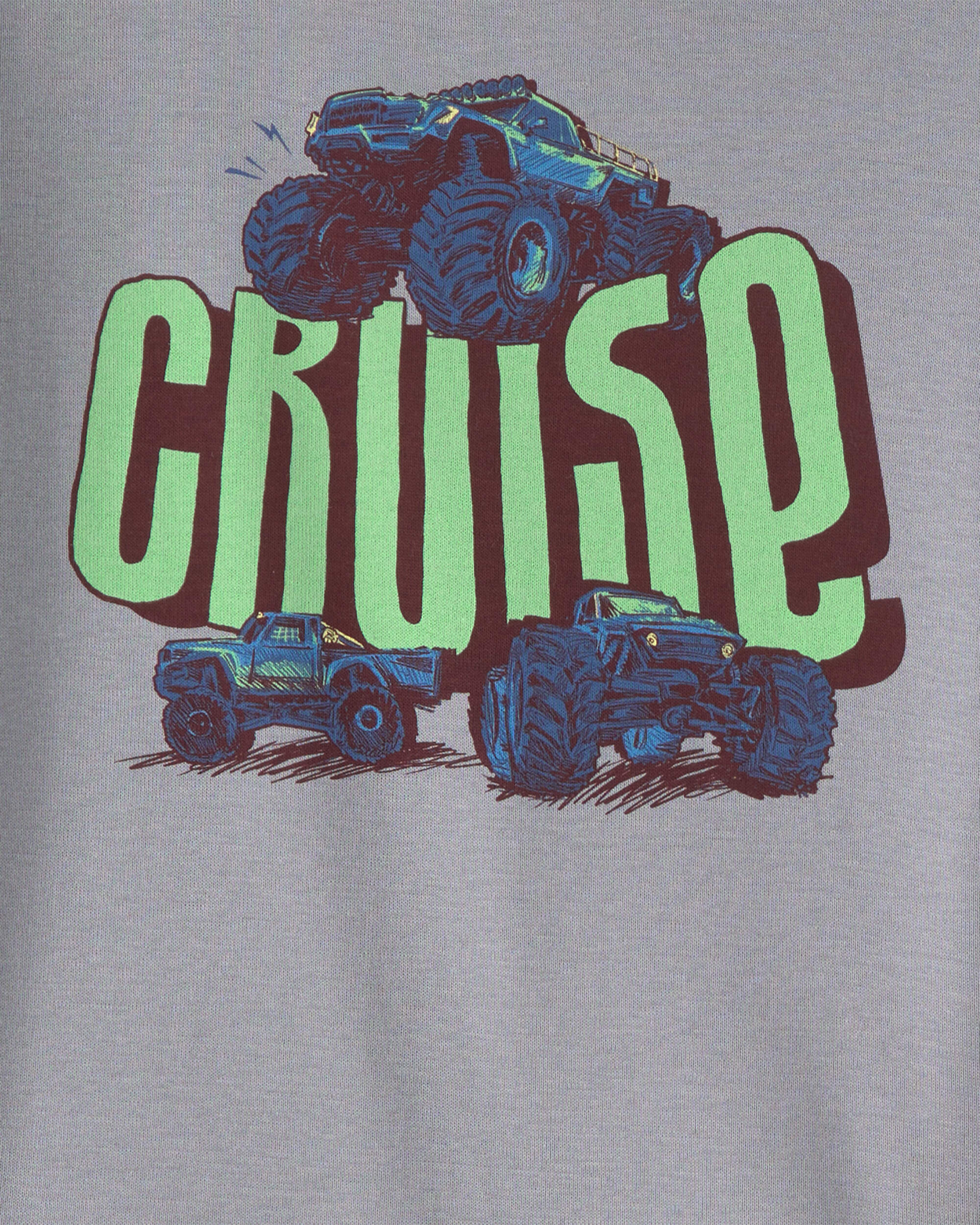 Toddler Boy Monster Truck 100% Cotton Snug Fit 4-Piece Pajama Set - Grey