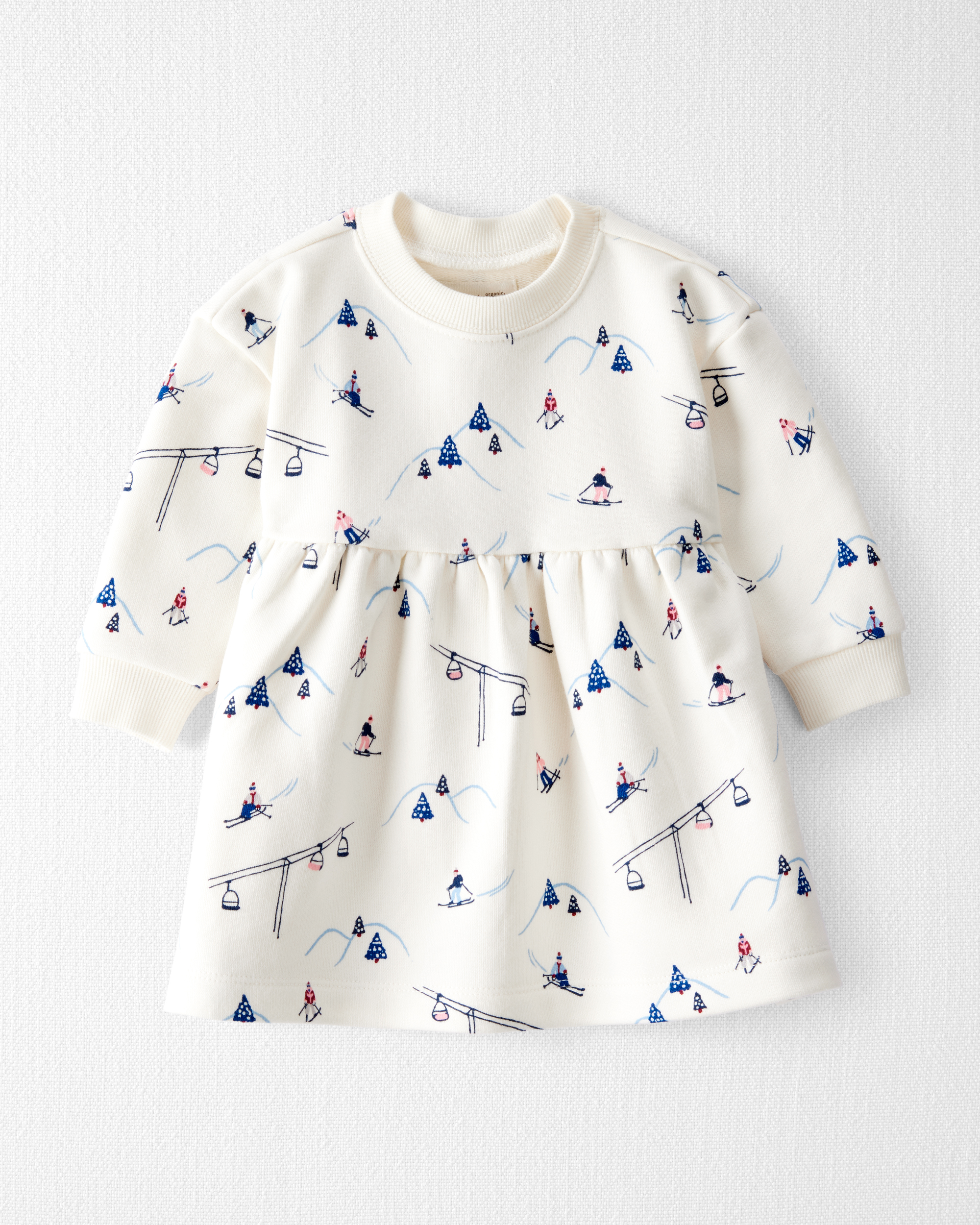Baby Girl French Terry Dress Made with Organic Cotton Snowy Slopes Print