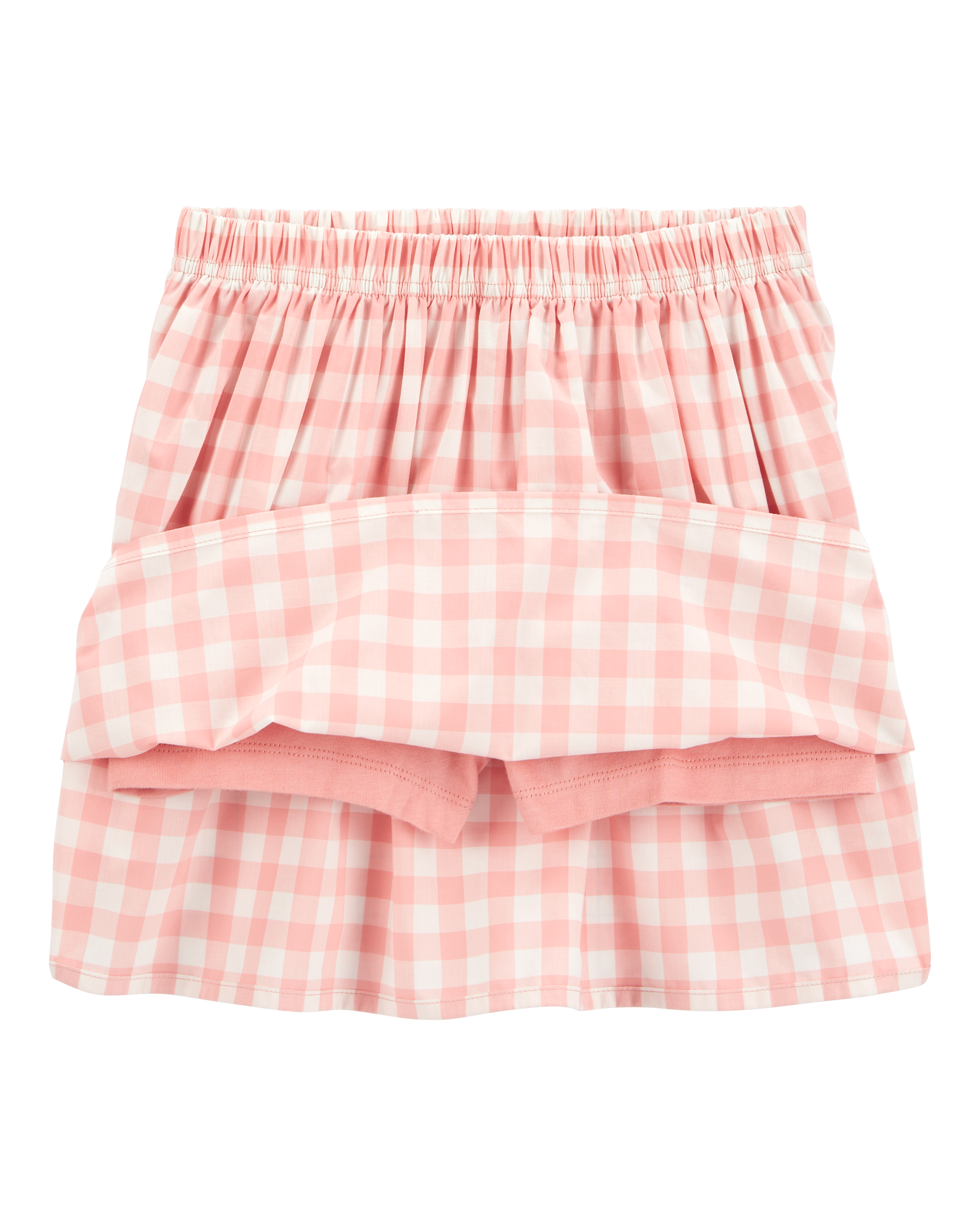 Kid 2-Piece Gingham Skort Outfit Set - Pink