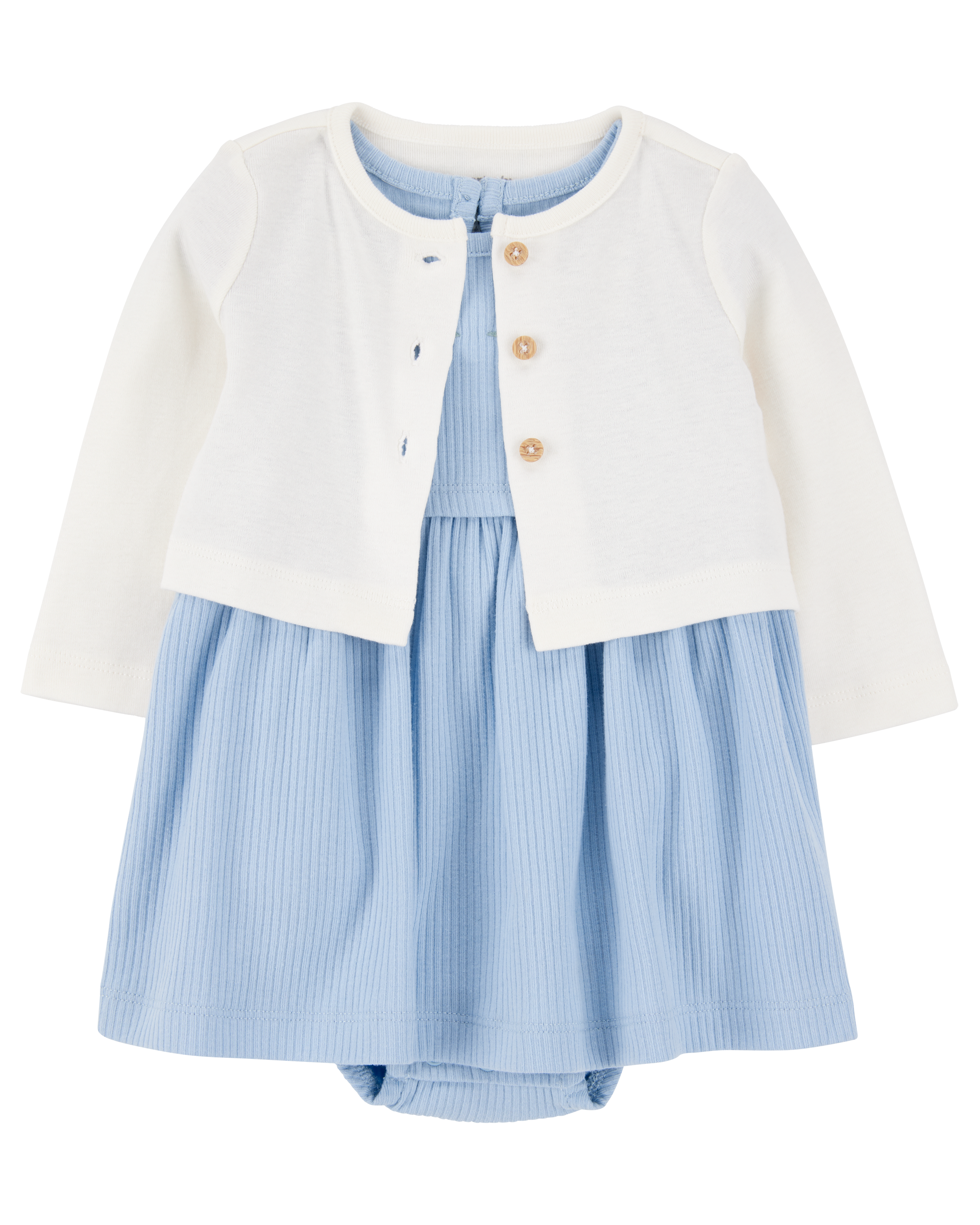 Baby 2-Piece Bodysuit Dress & Cardigan Set