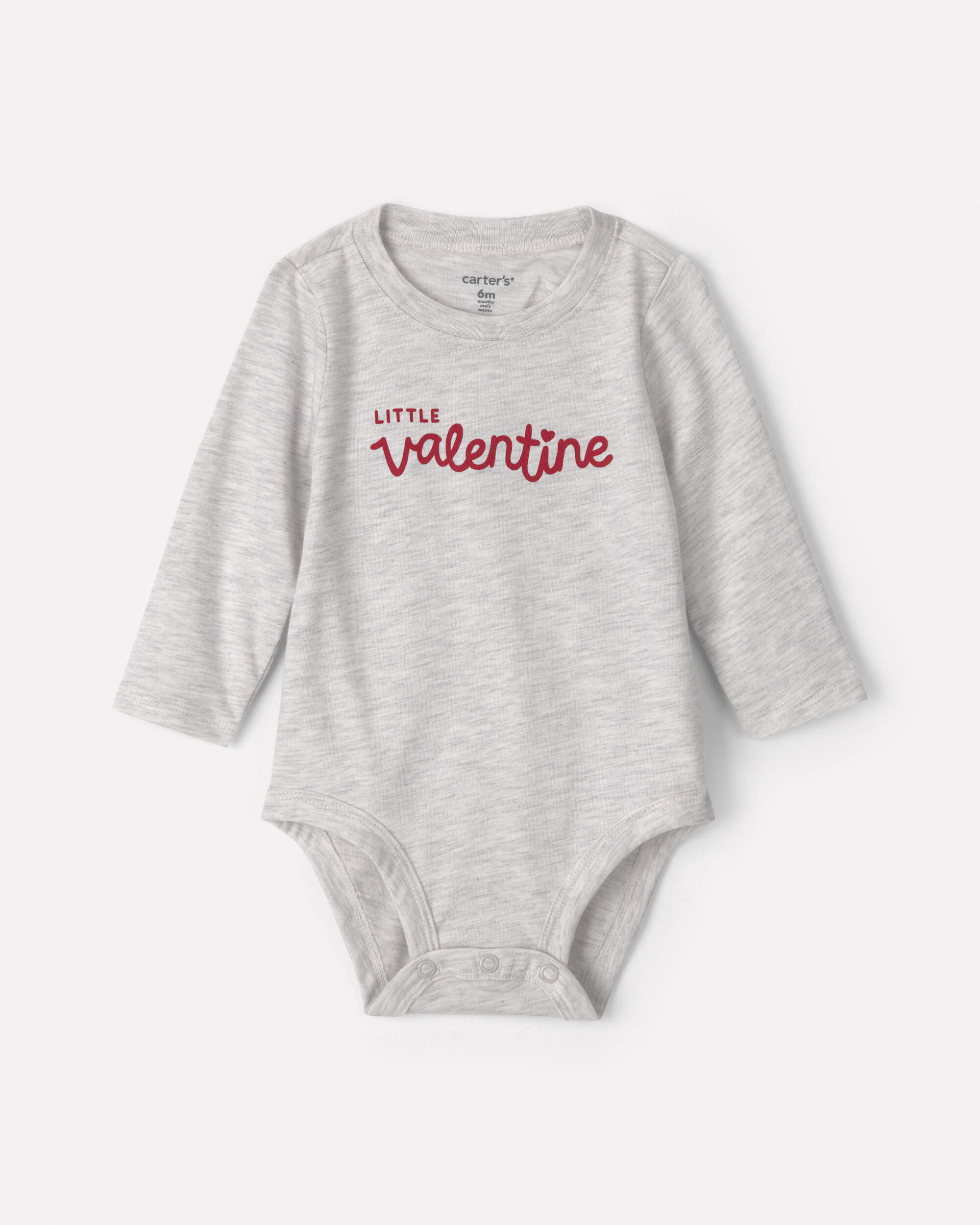 Baby 'Little Valentine' Long-Sleeve Graphic Bodysuit - Grey