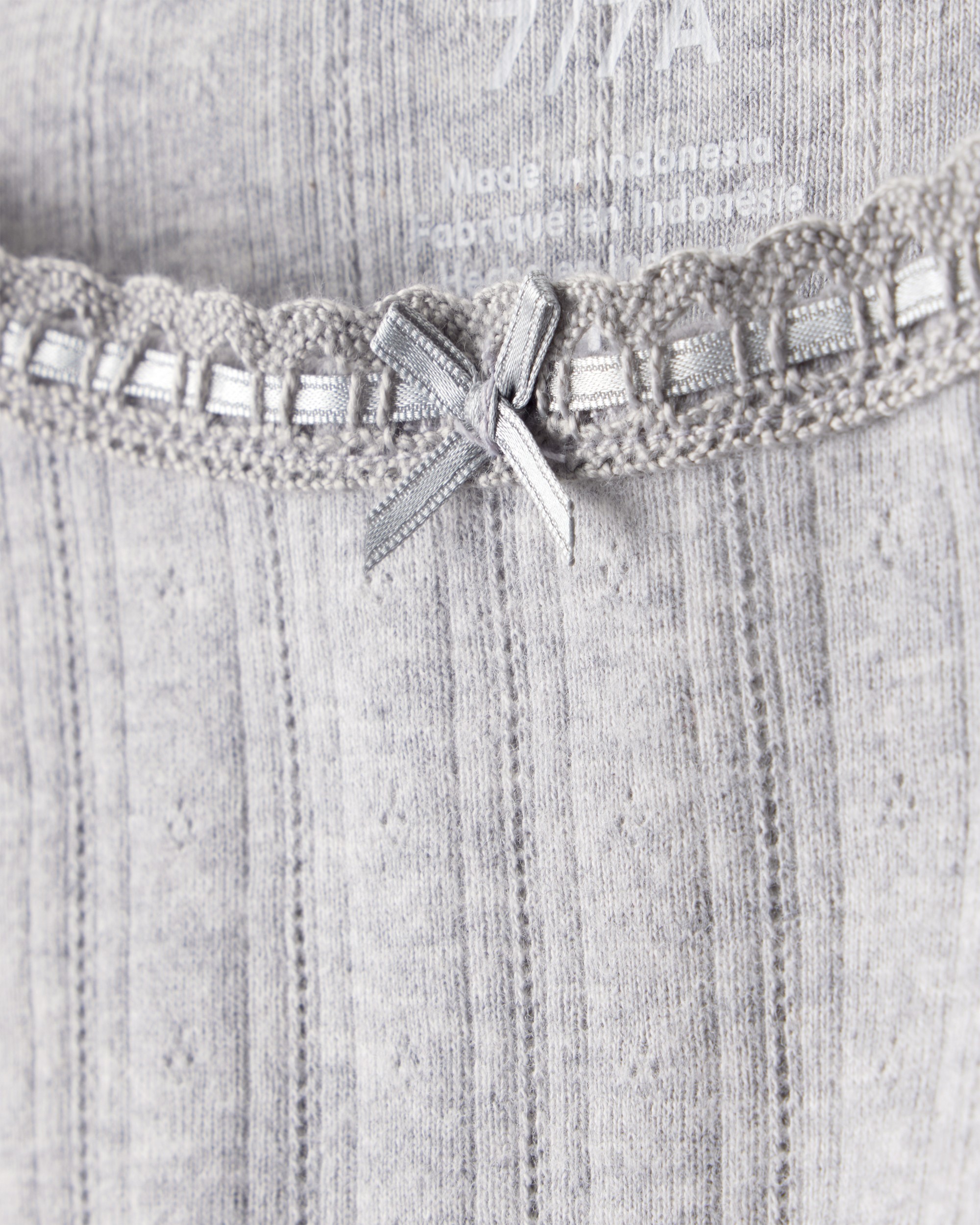 Girls Pointelle Long-Sleeve Top - Grey