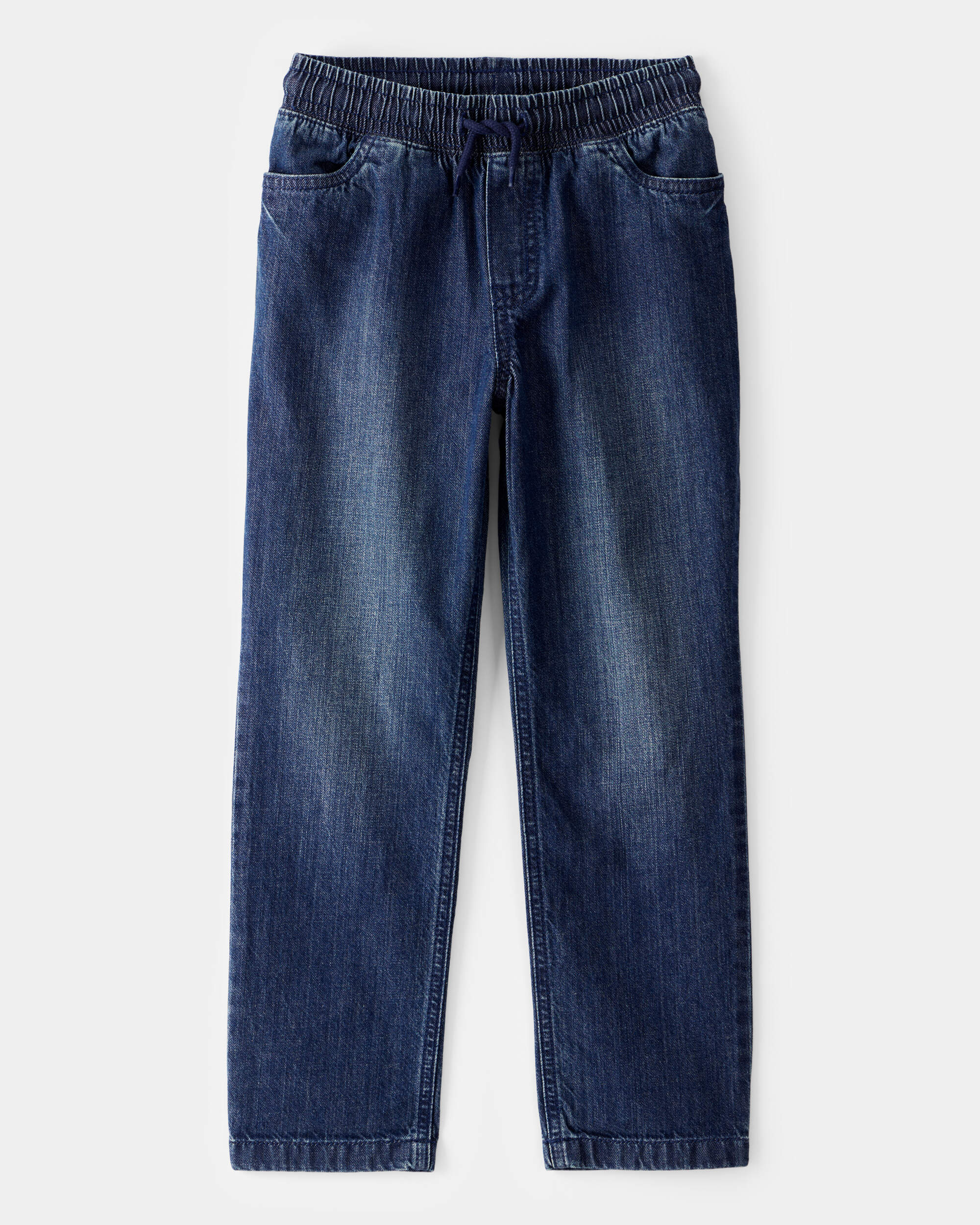 Boys Drawstring Pull-On Denim Jeans - Blue