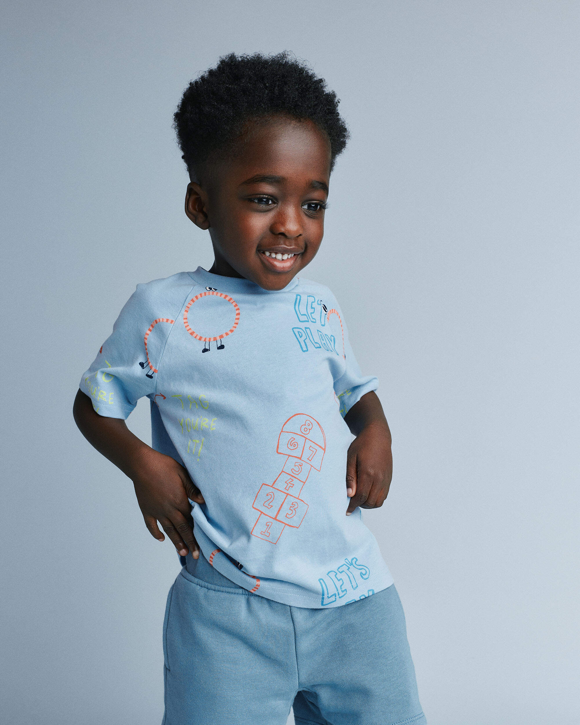 Toddler 'Let's Play' Raglan Relaxed Tee - Blue