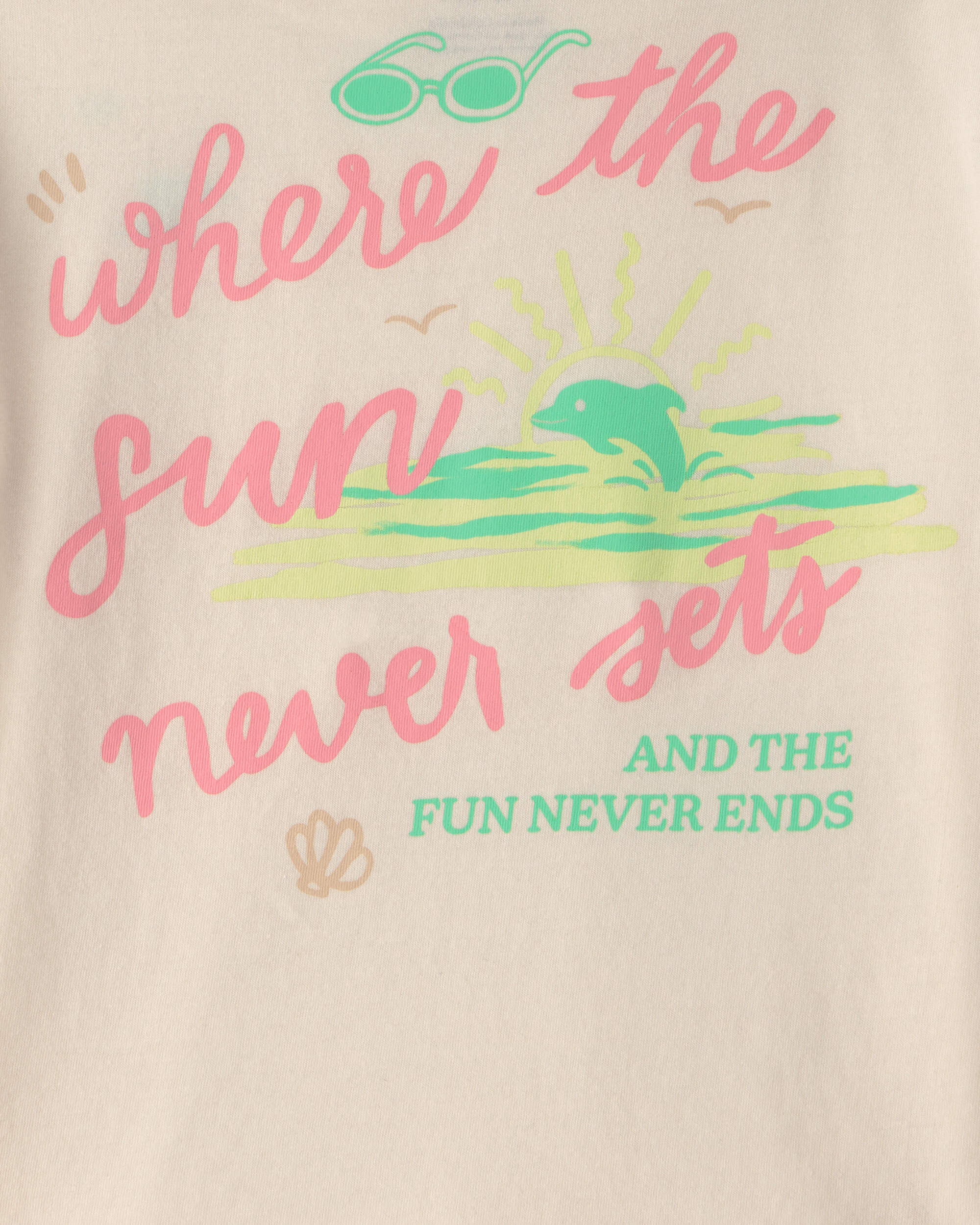 Toddler Girl 'Where the Sun Never Sets' Graphic Tee - Cream