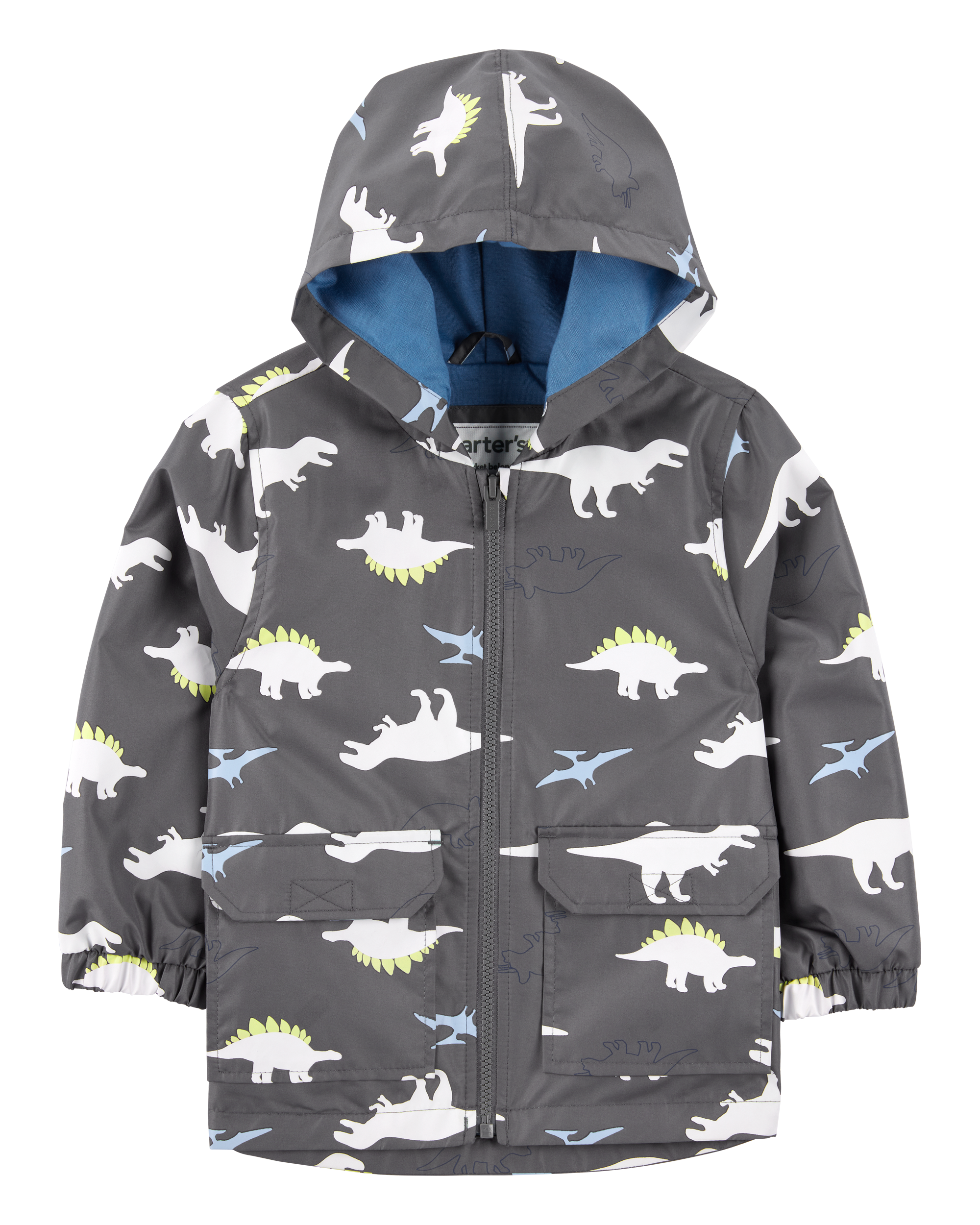 Toddler Dinosaur Colour Changing Rain Jacket - Grey