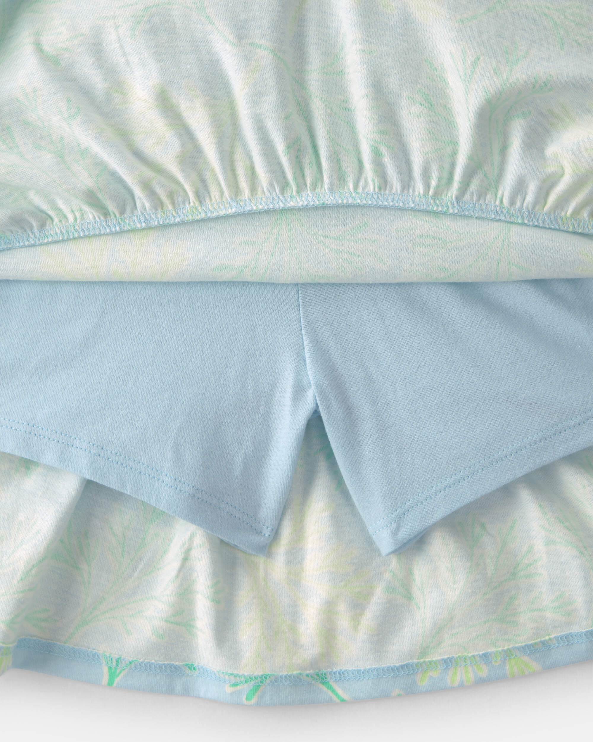 Girls 2-Piece Tank Top & Tropical Floral  Skirt Set - Blue