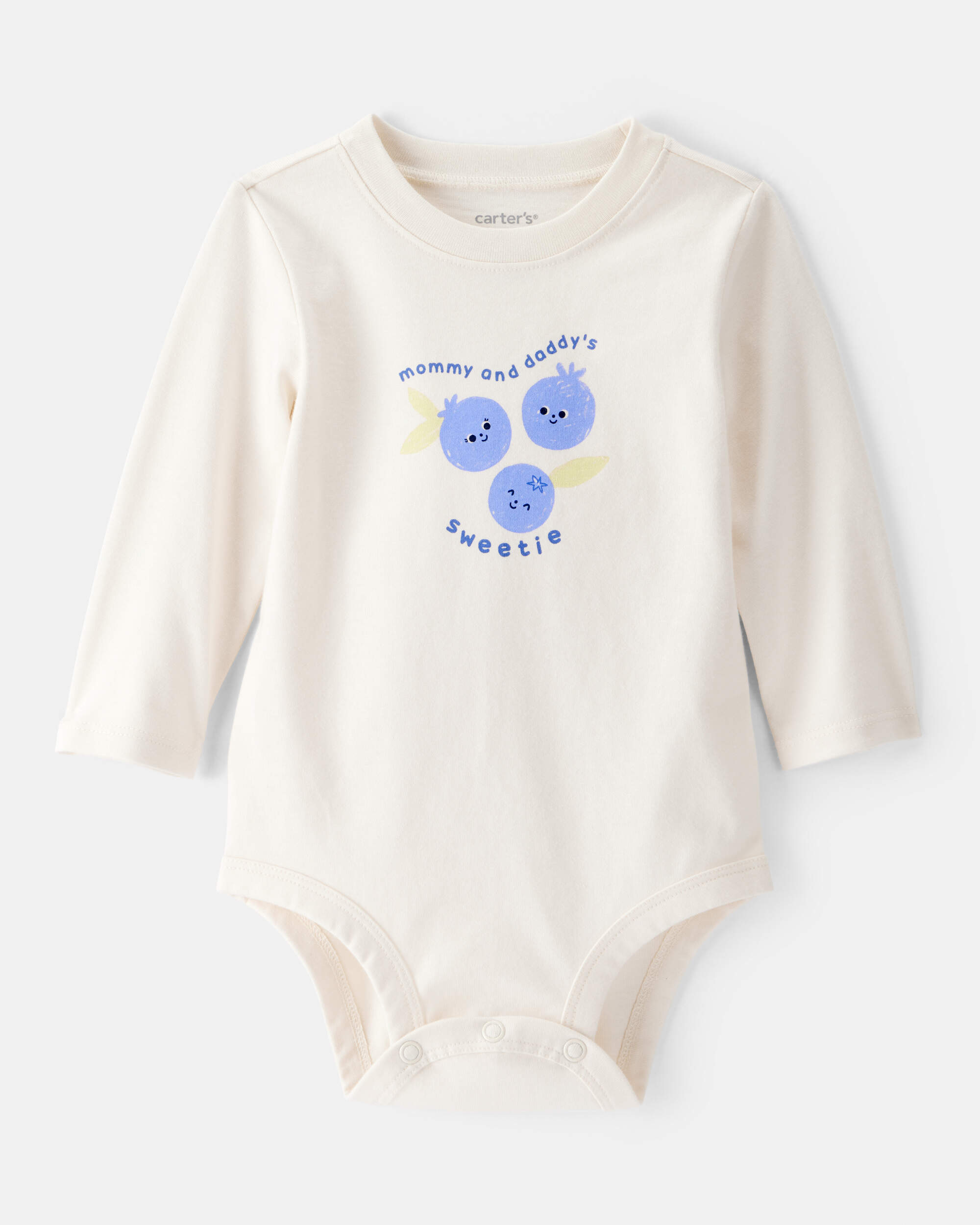 Baby Girl Cotton Long-Sleeve Graphic Bodysuit - White