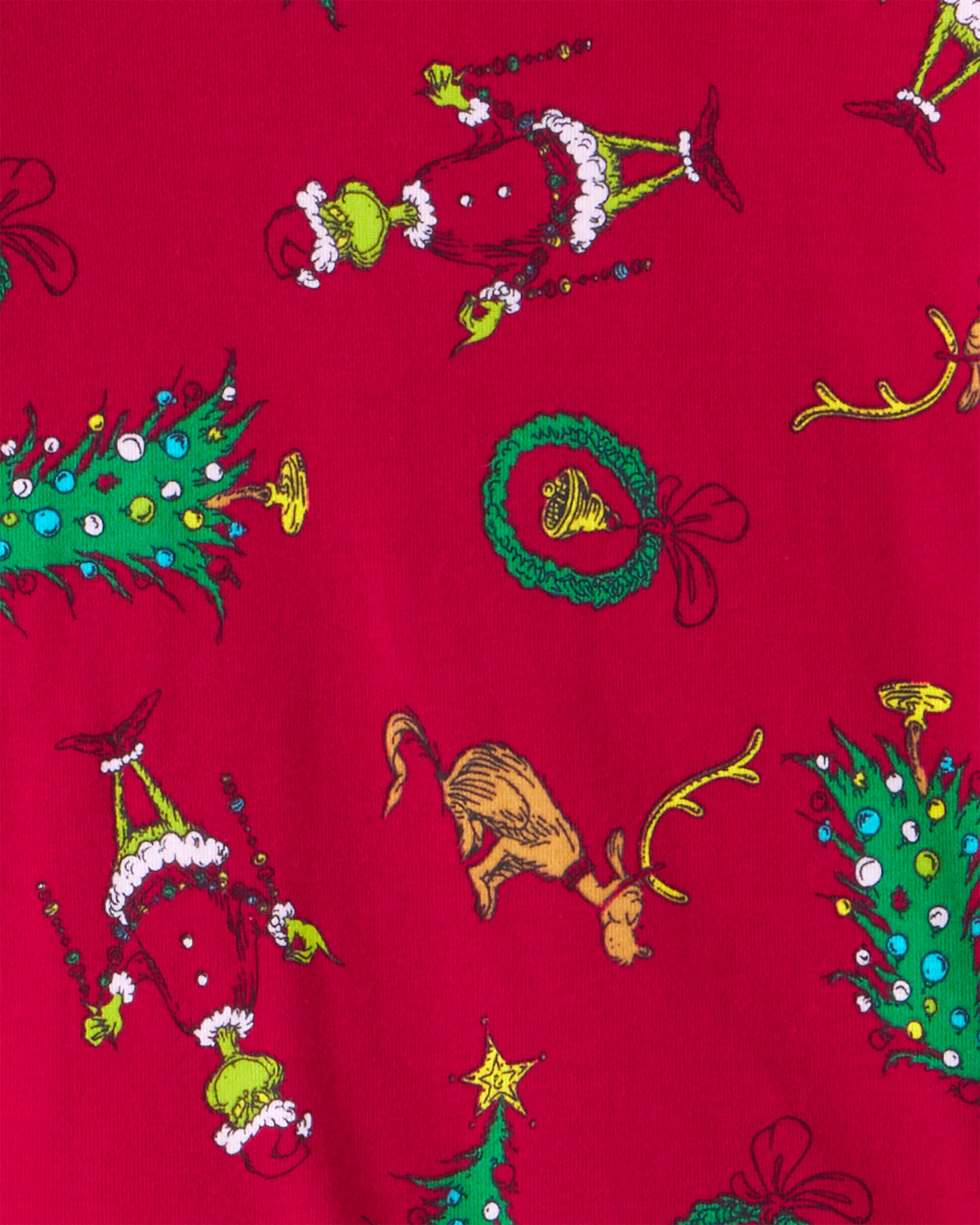 Kid Dr. Seuss™ The Grinch Print 100% Cotton Long-Sleeve Snug Fit 2-Piece Pyjamas - Red